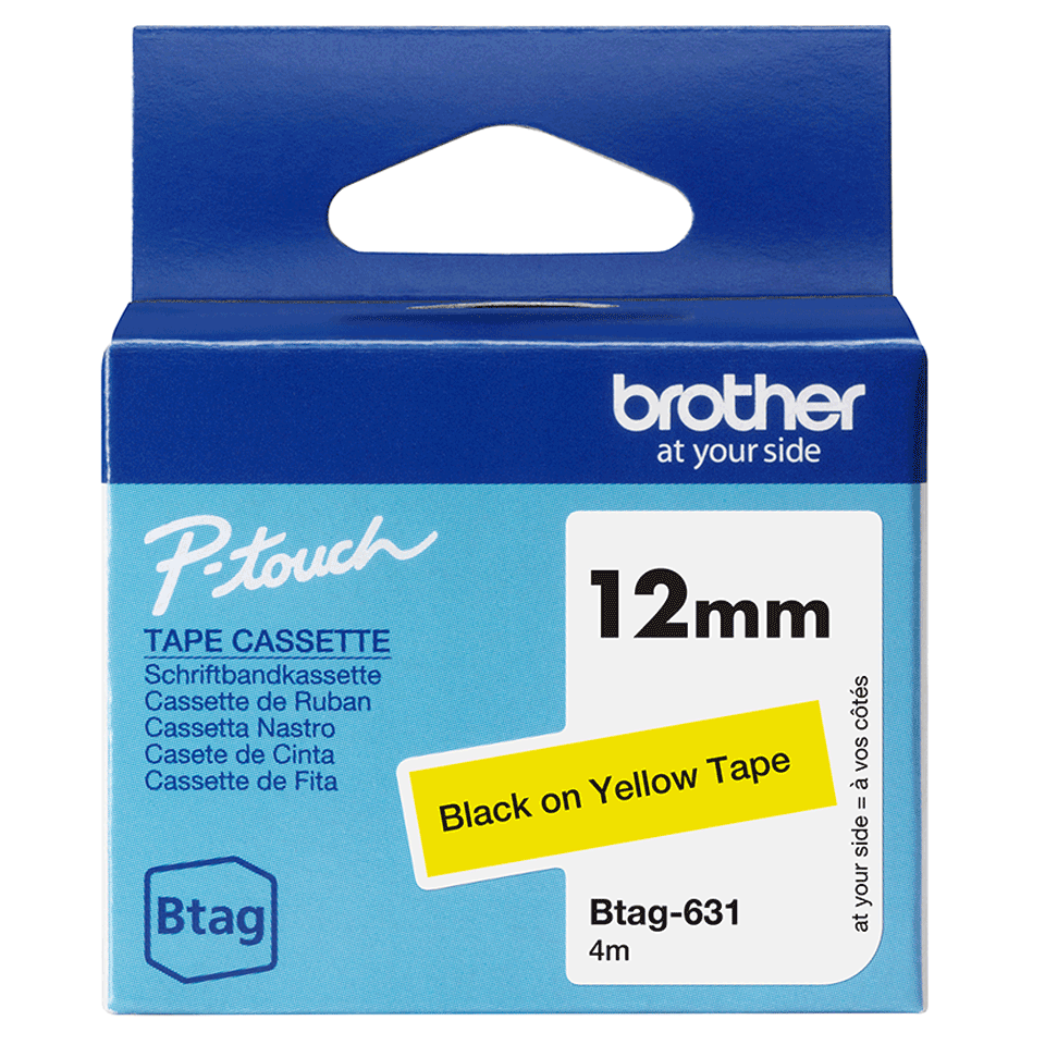 brother Schriftband Btag BTAG631, 12 mm, schwarz auf gelb, 1 St.