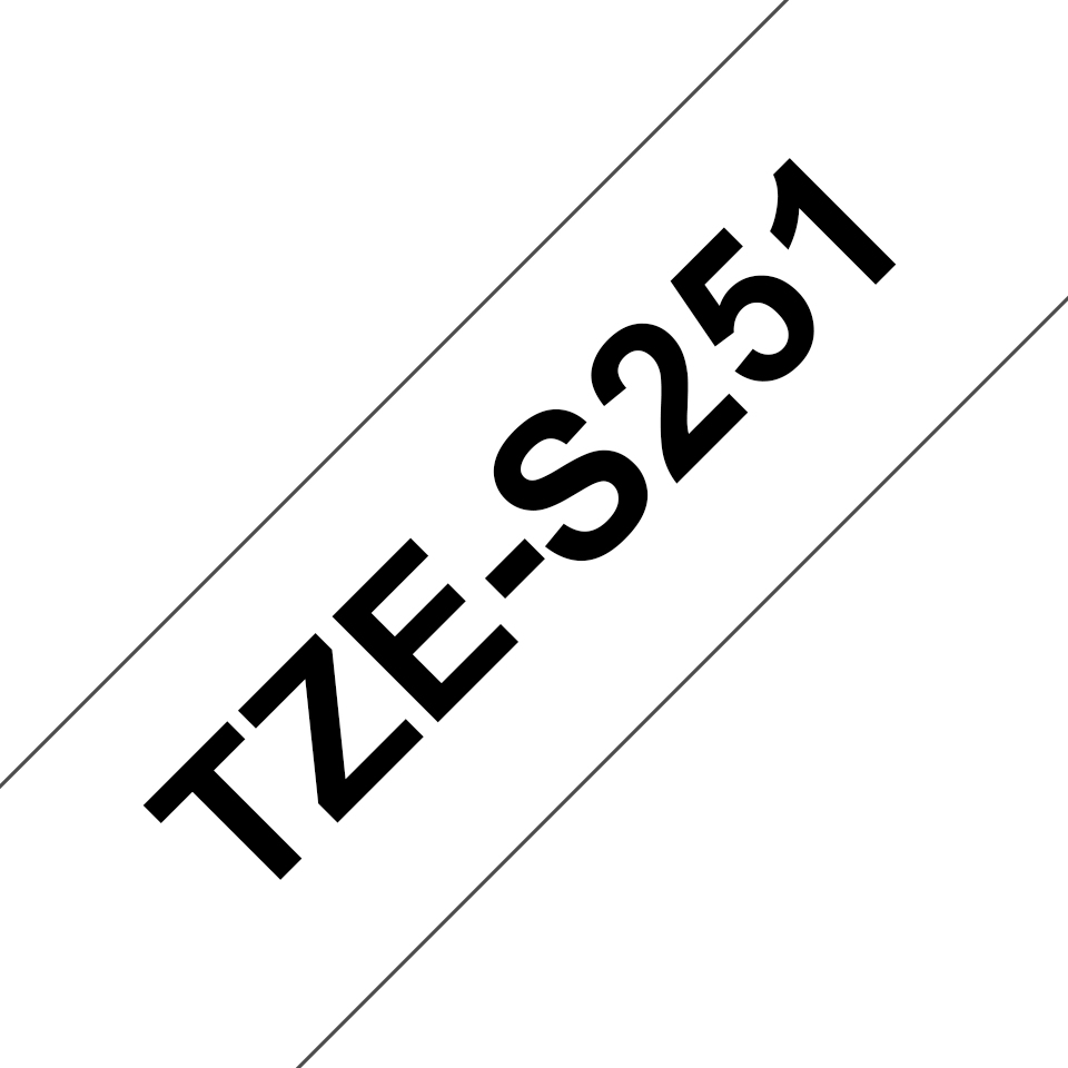 TZE-S251 LAMINATED TAPE M 8M 8M BLACK ON WHITE EXTRA-STRONG