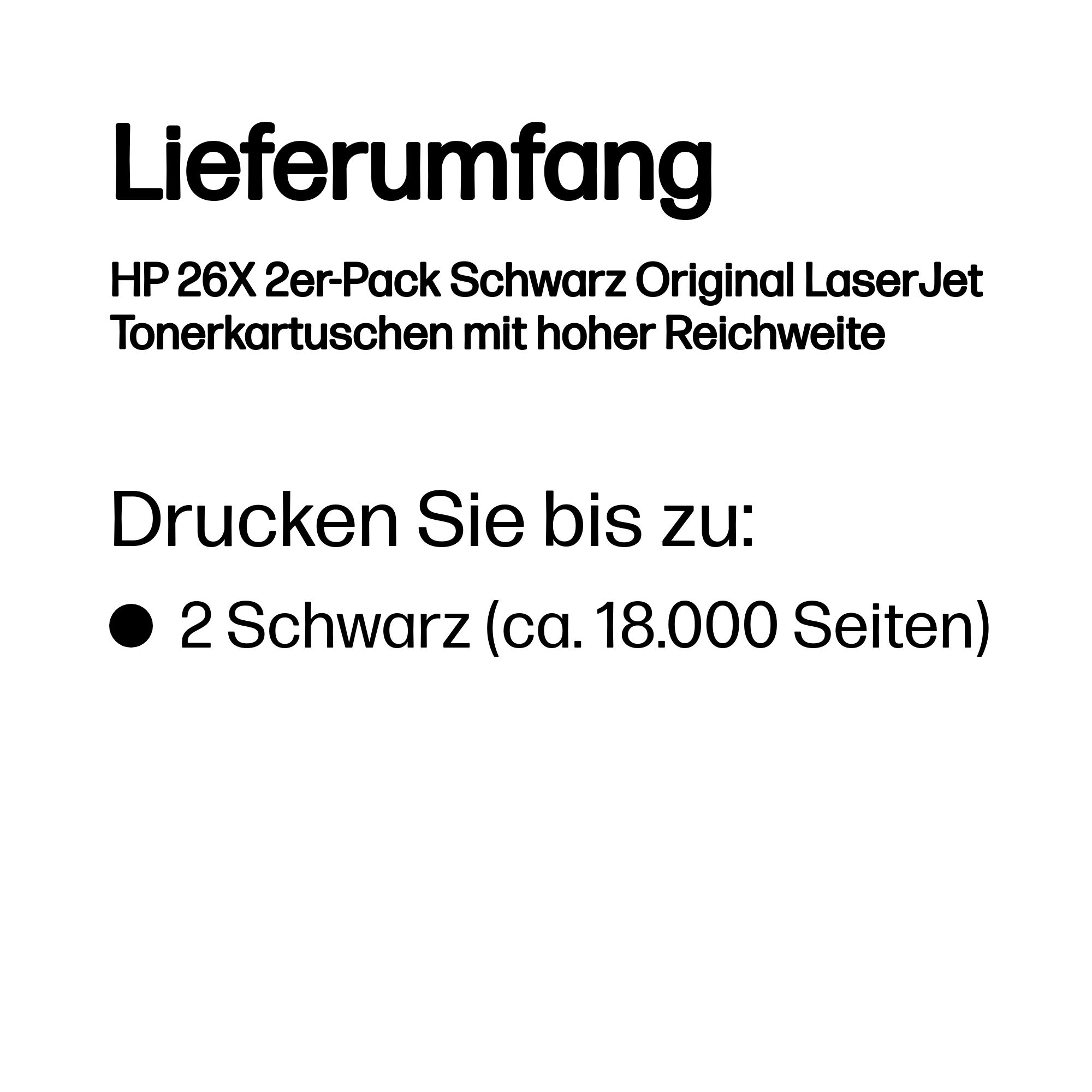 HP 26X 2x Schwarz LaserJet Tonerpatrone