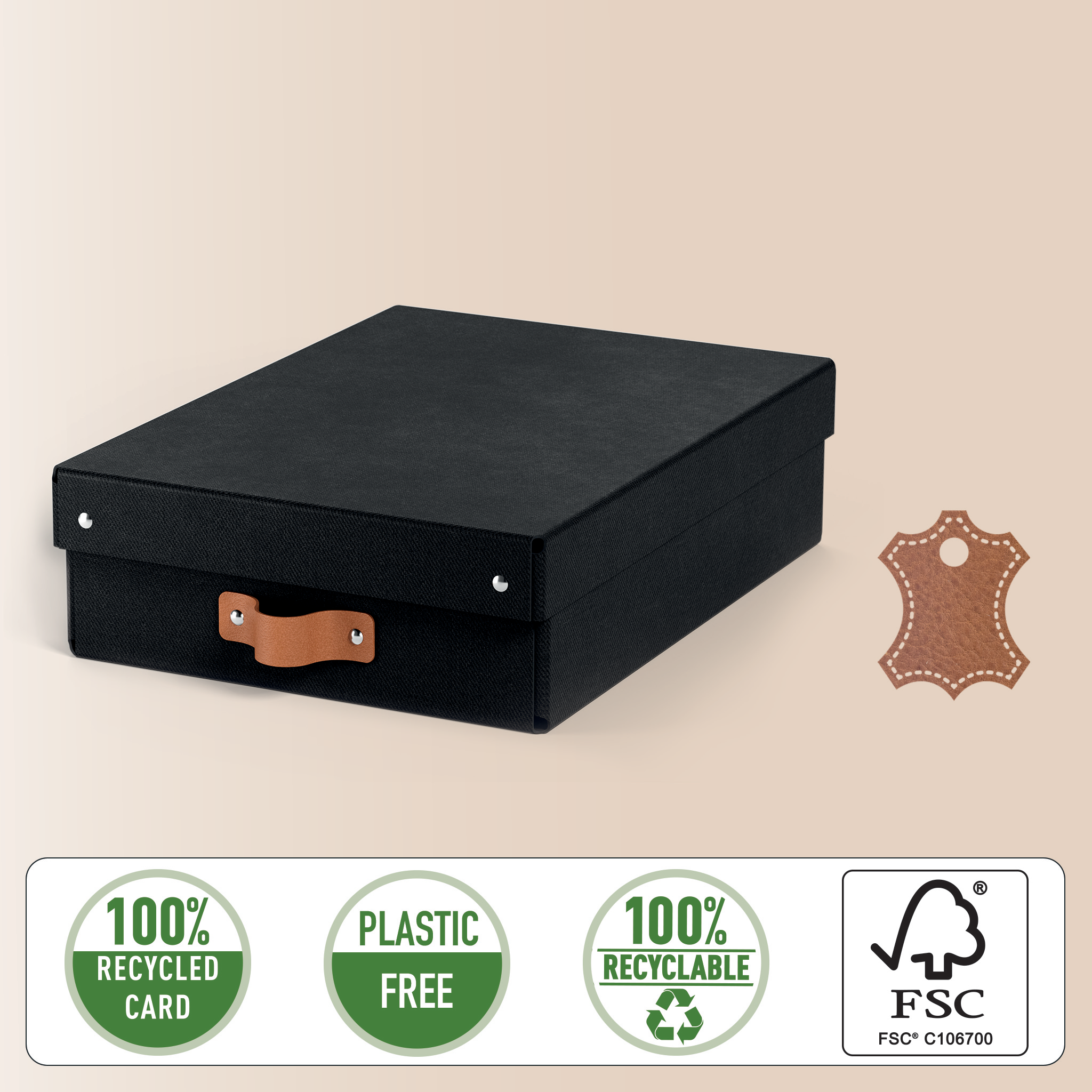 LEITZ Puro Aufbewahrungsboxen 8,0 l schwarz 27,0 x 37,0 x 10,0 cm, 2 St.