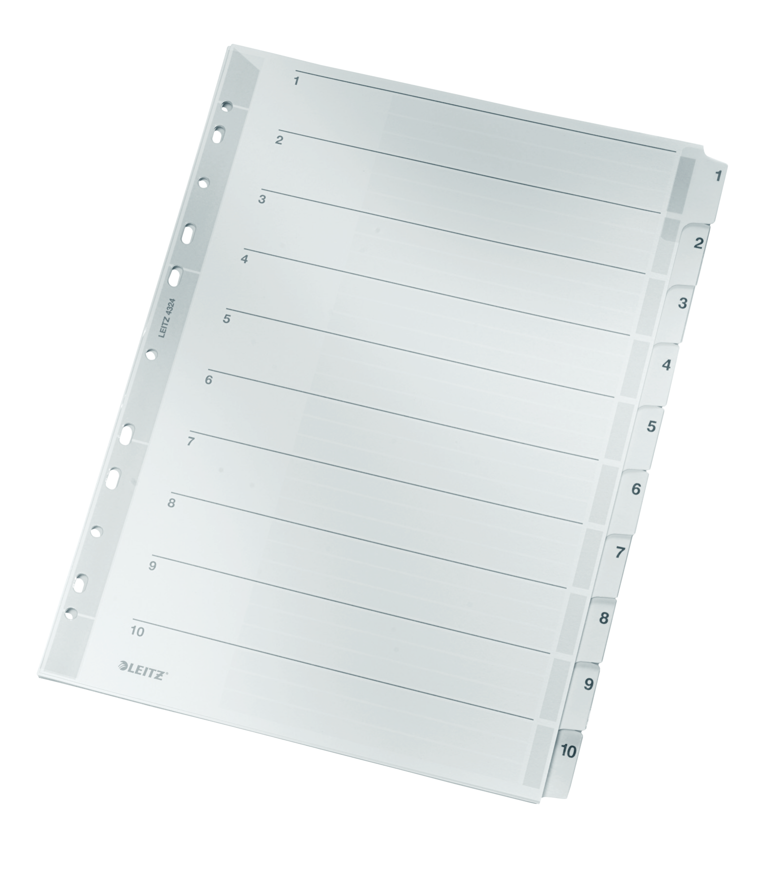 LEITZ Ordnerregister DIN A4 Vollformat 1-10 grau 10-teilig, 1 Satz