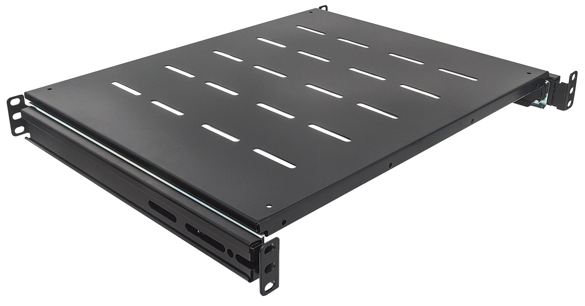 INTELLINET 48,3cm 19 Zoll Fachboden ausziehbar 1 HE 600mm tief 350mm Ablageflaeche schwarz
