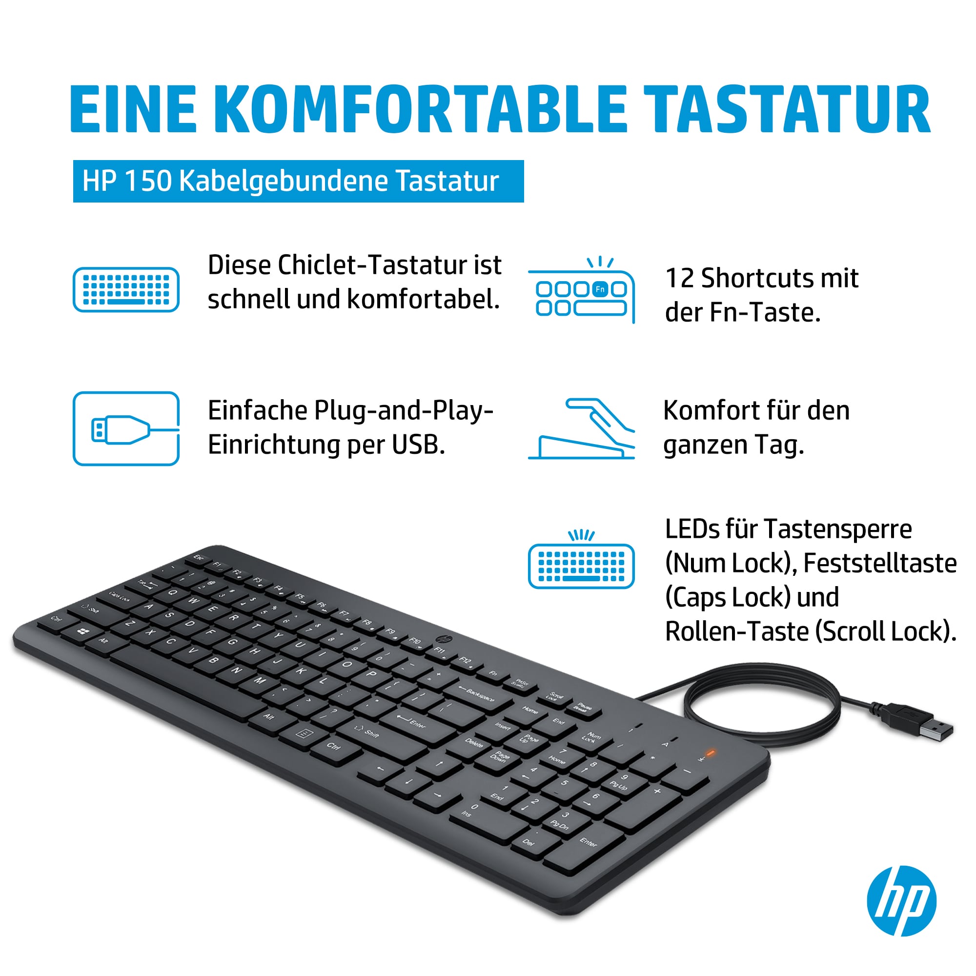 HP 150 Wired Keyboard GR (P)