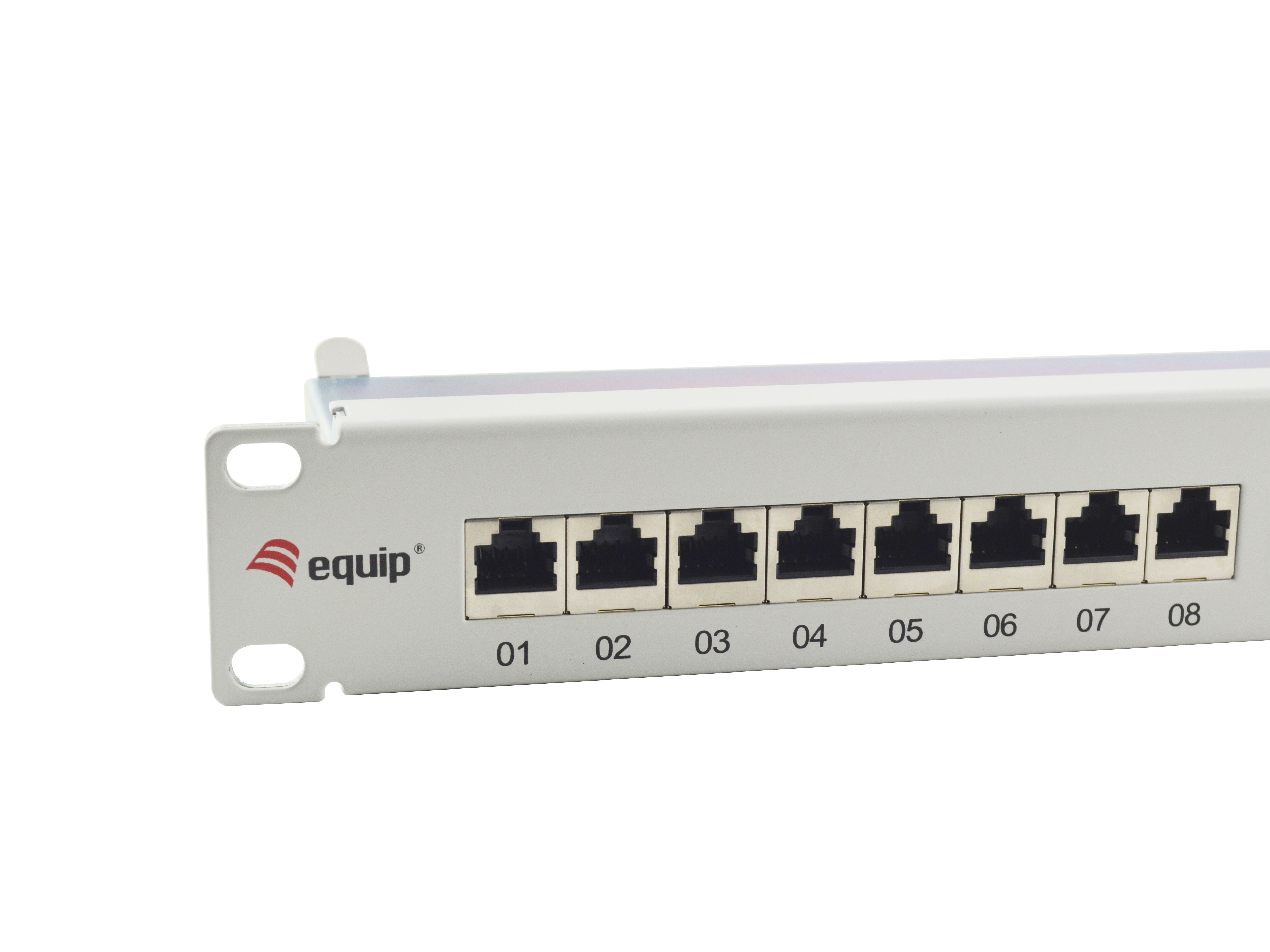 Equip 19 Patchpanel 24xRJ45 Cat6a FTP 1U 500MHz RAL7035