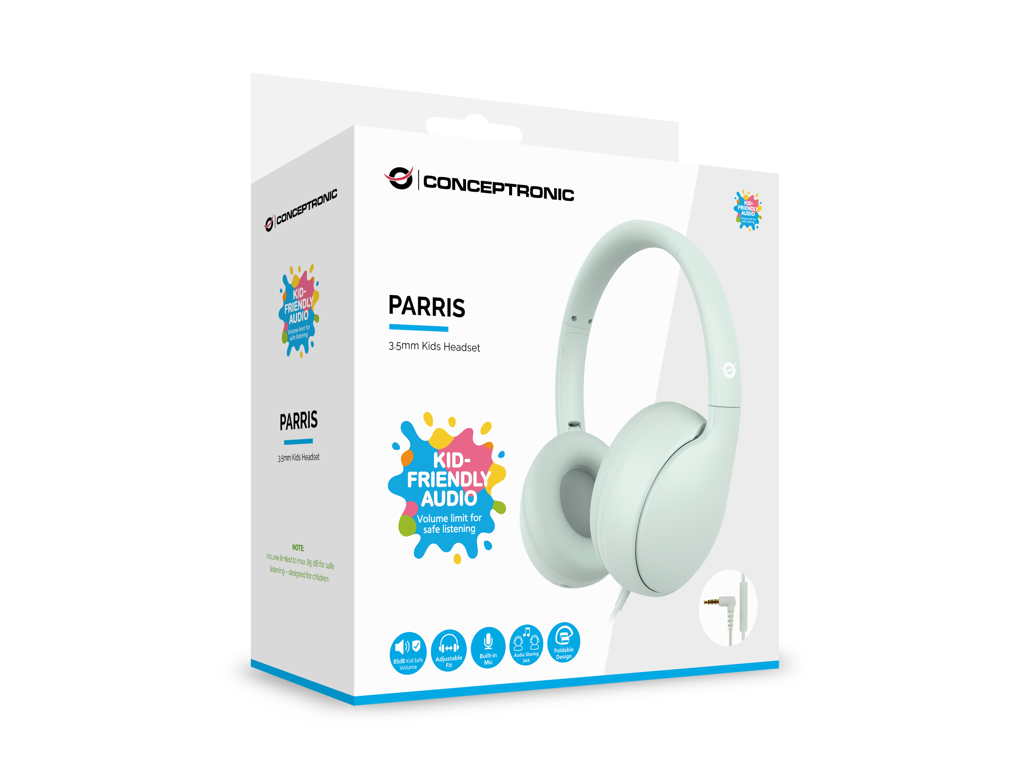 CONCEPTRONIC Kids Headset +Schalter 85dB 1.60m gn