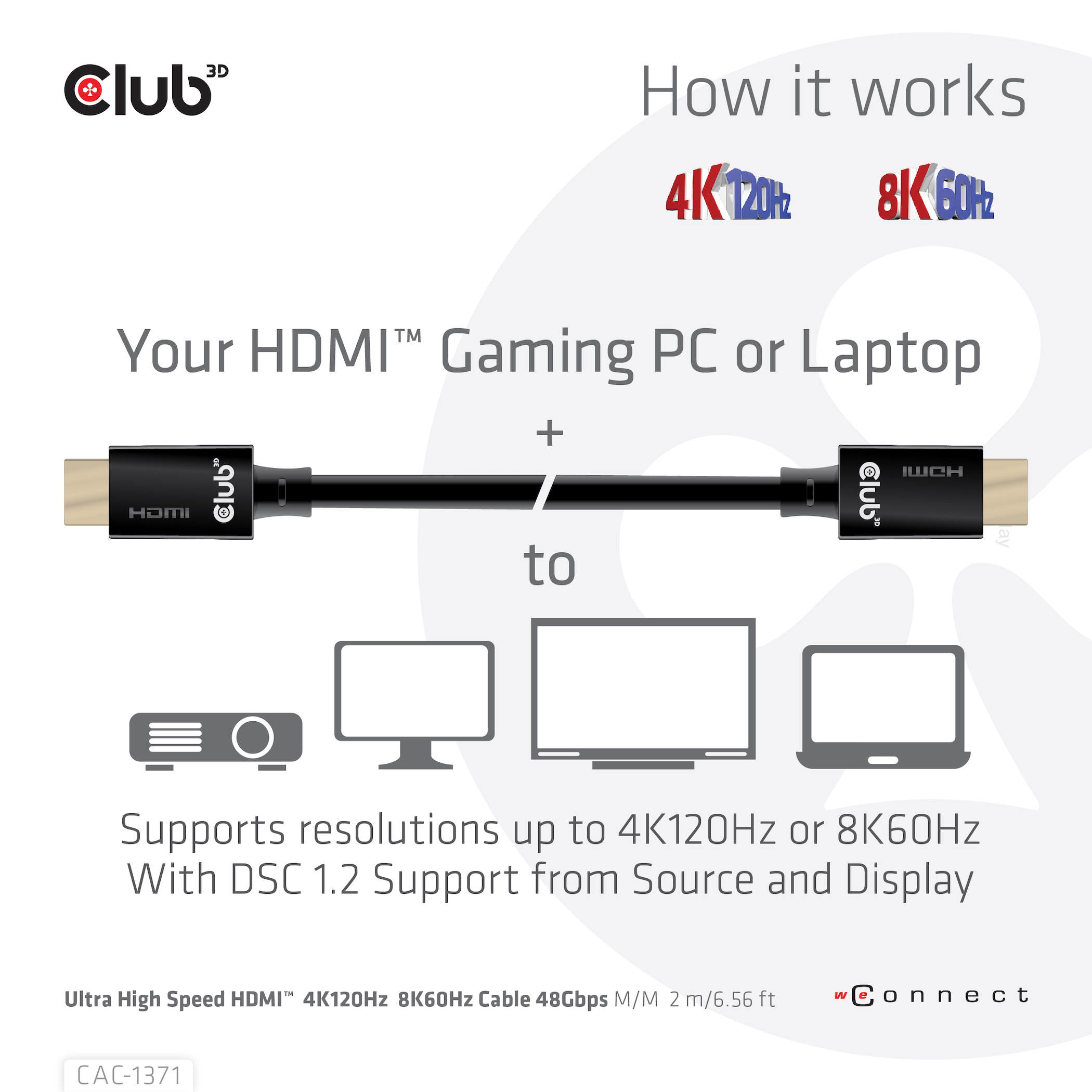 Club3D HDMI-Kabel A -> A 2.1 Ultra High Speed 10K HDR 1m retail