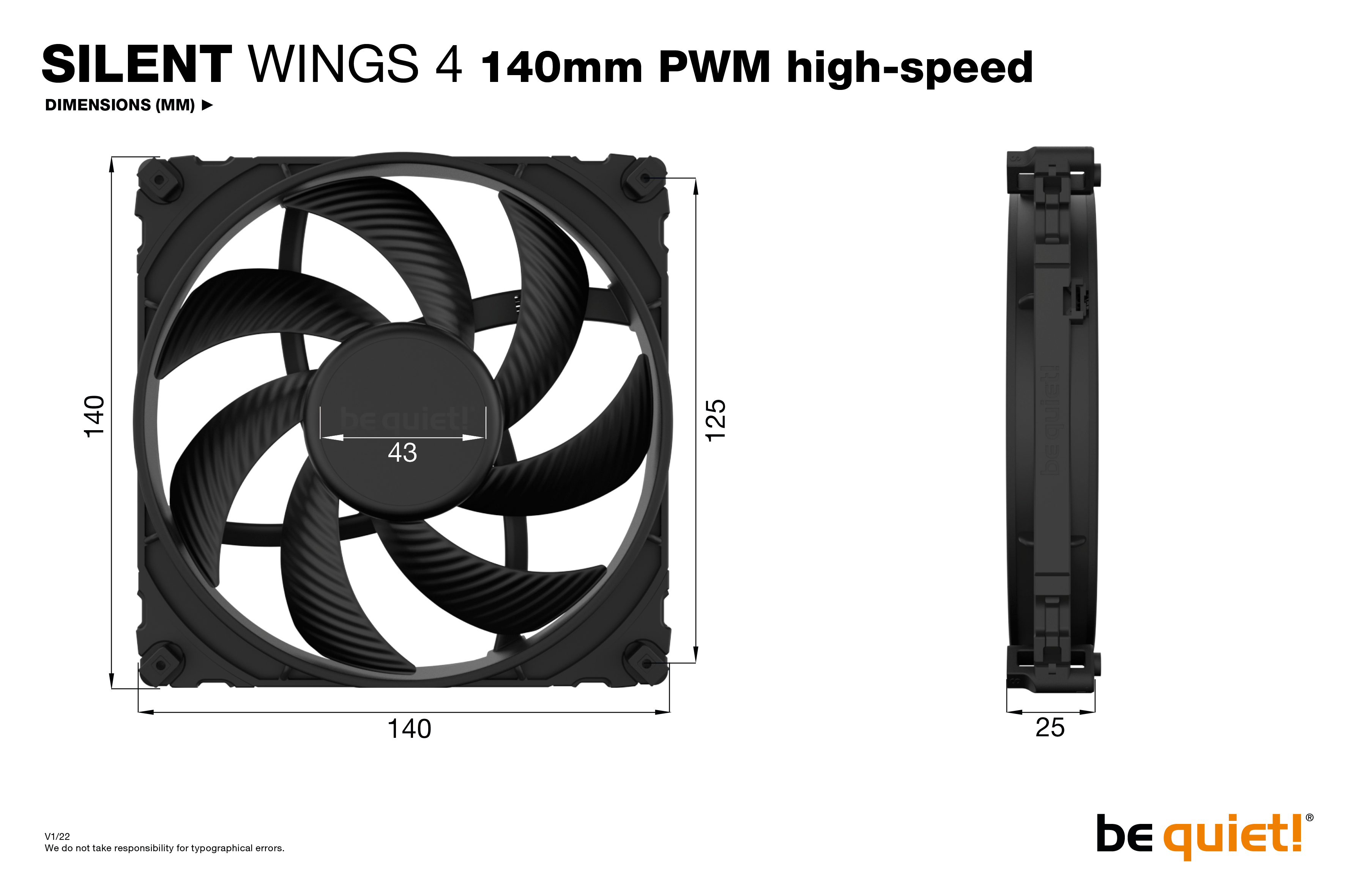 Silent Wings 4 PWM high-speed 140x140x25, Gehäuselüfter