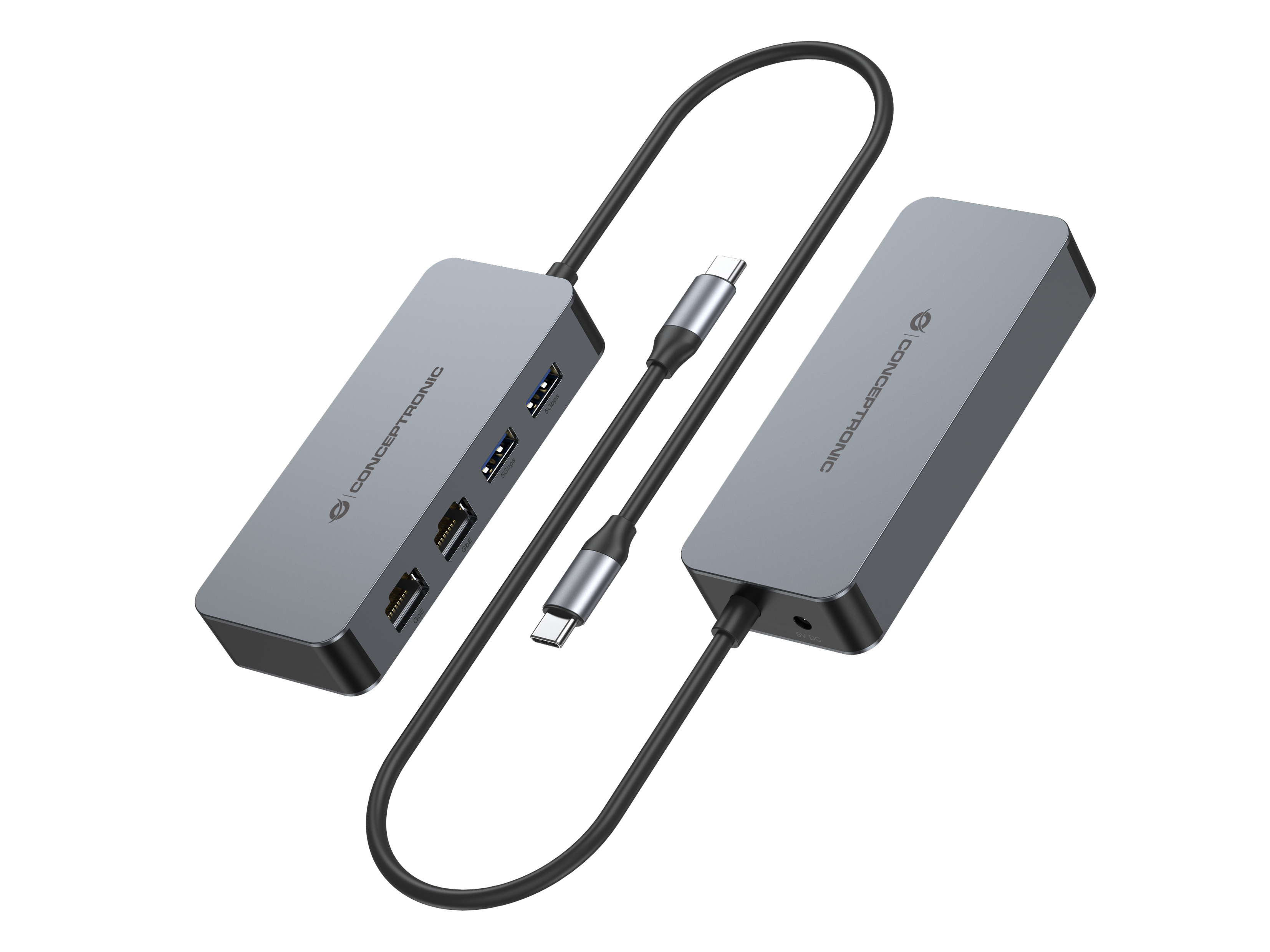 CONCEPTRONIC Adapter USB-C->2xGbE+2xUSB-A3.2 5Gbs 0.30m gr