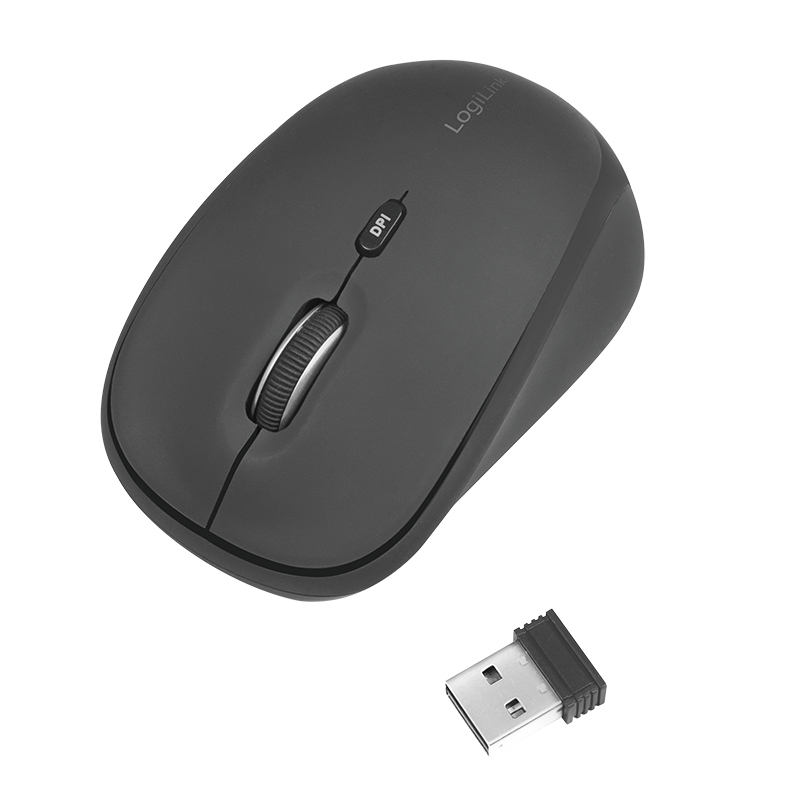 Logilink Maus Funk 2,4 GHz 3-Button, schwarz