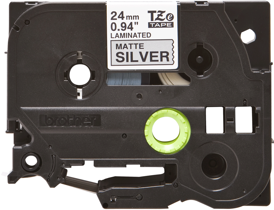 TZE-M951 LAMINATED TAPE 24MM 8M BLACK ON SILVER/METALLIC MATT