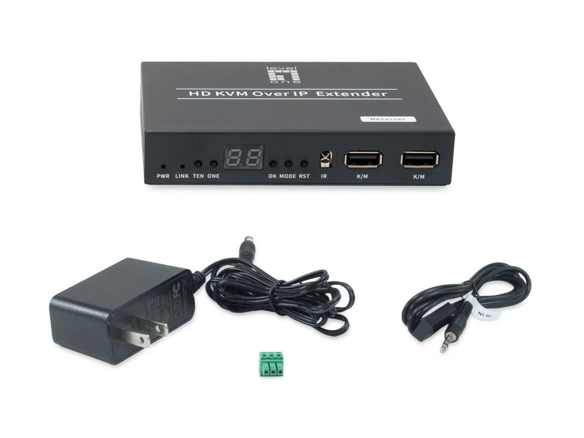 LevelOne HDMI über IP PoE Empfänger USB-A 150m sw