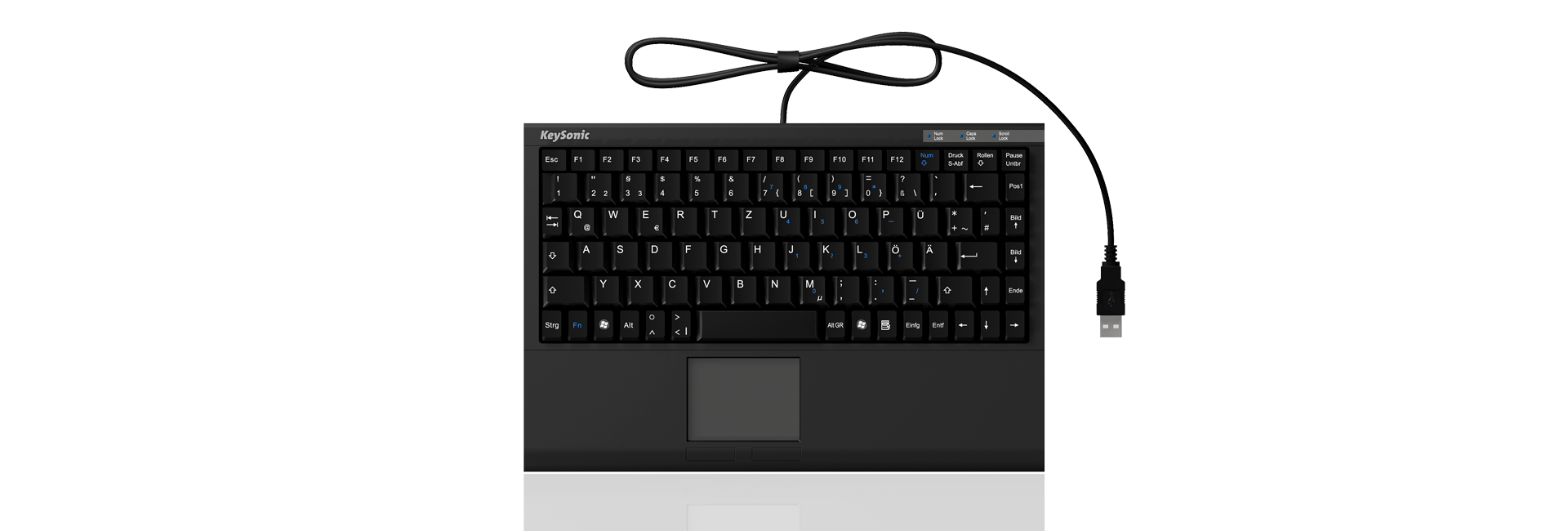 KeySonic Mini-TAS Smart-Touchpad SoftSkin, BK, ACK-540U+(UK)