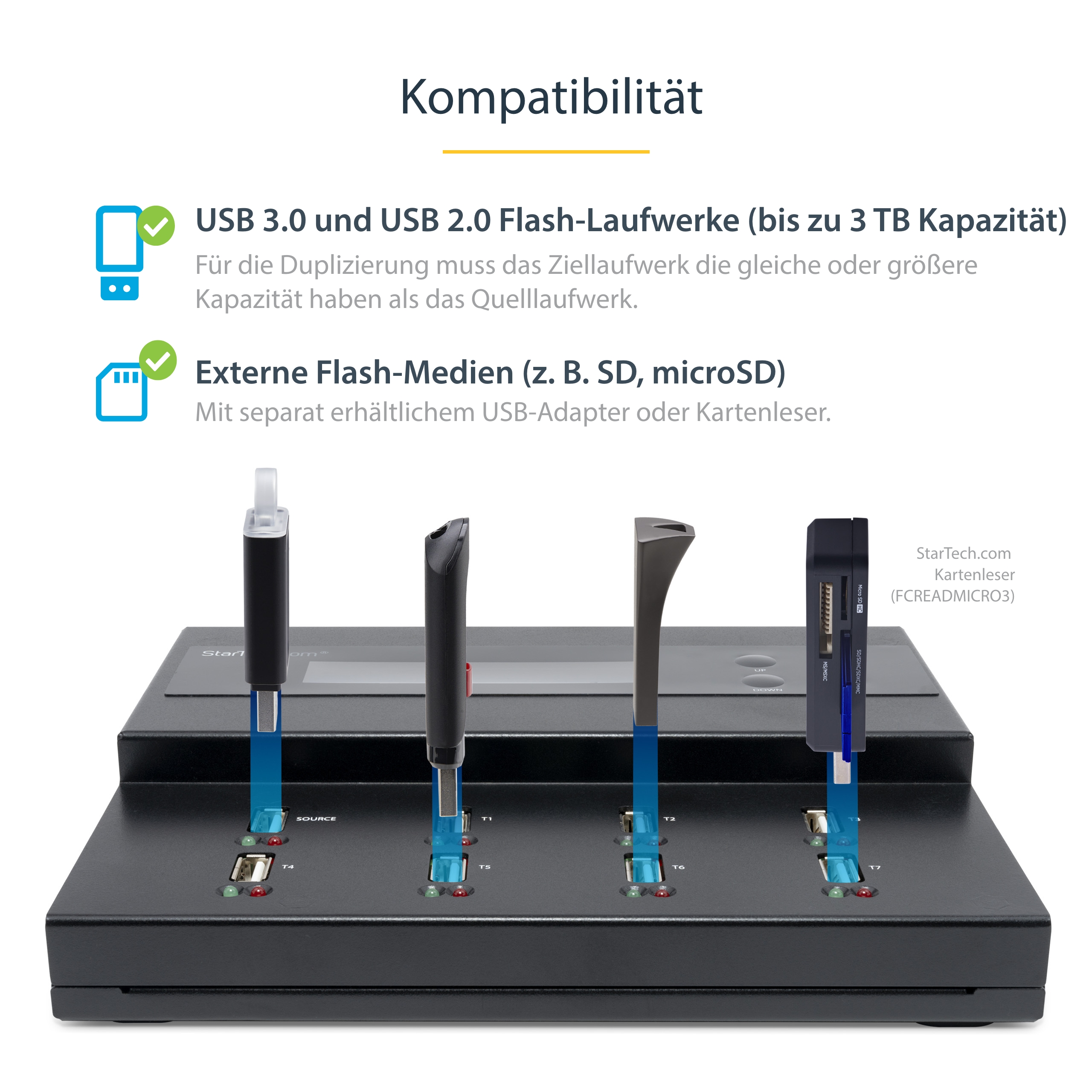 StarTech.com USBDUPE17 USB-Duplizierer 1:7 7 Kopien Schwarz