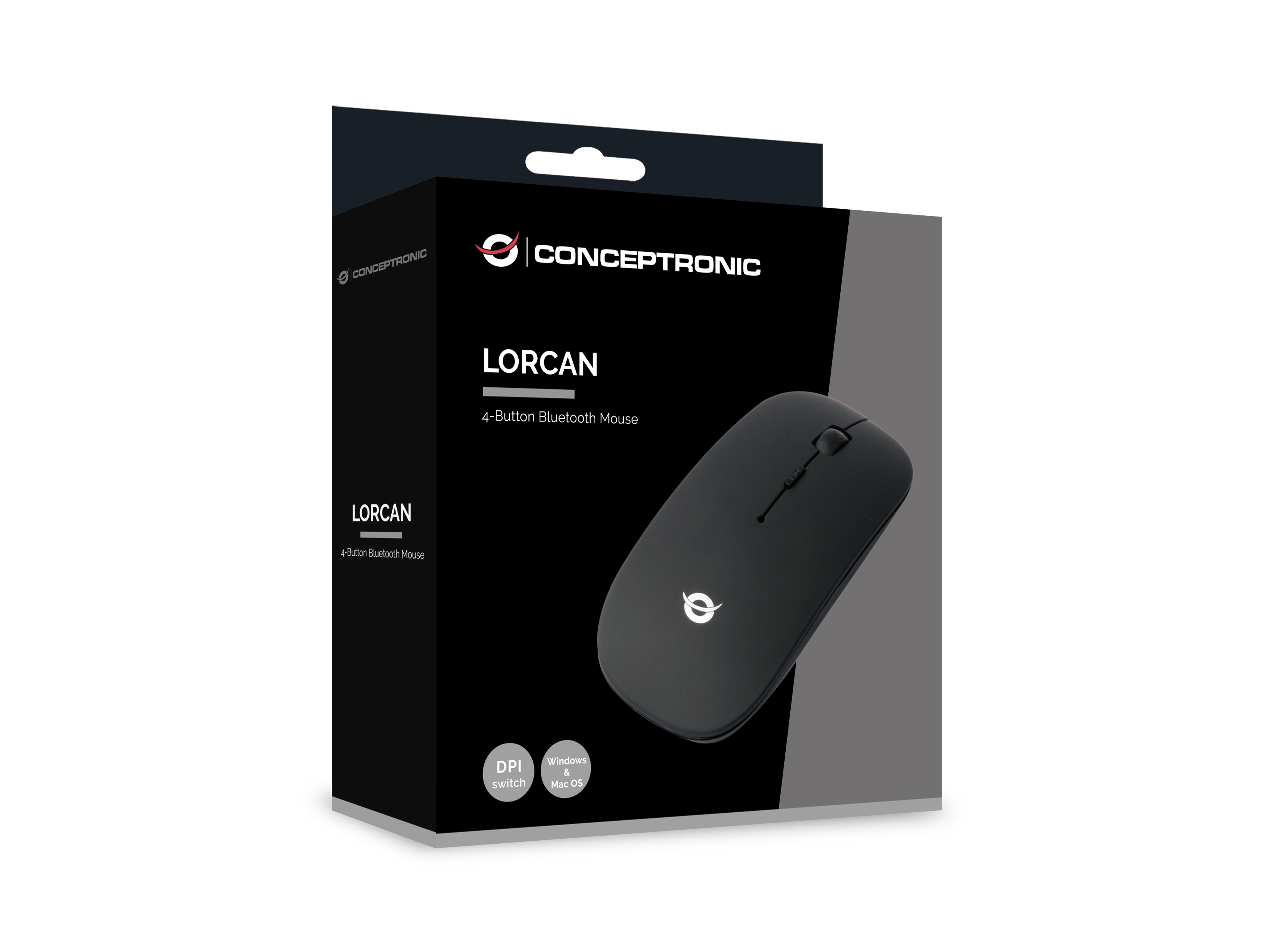 CONCEPTRONIC Maus WLS BT5.2/1600DPI/4Tasten L+R schwarz