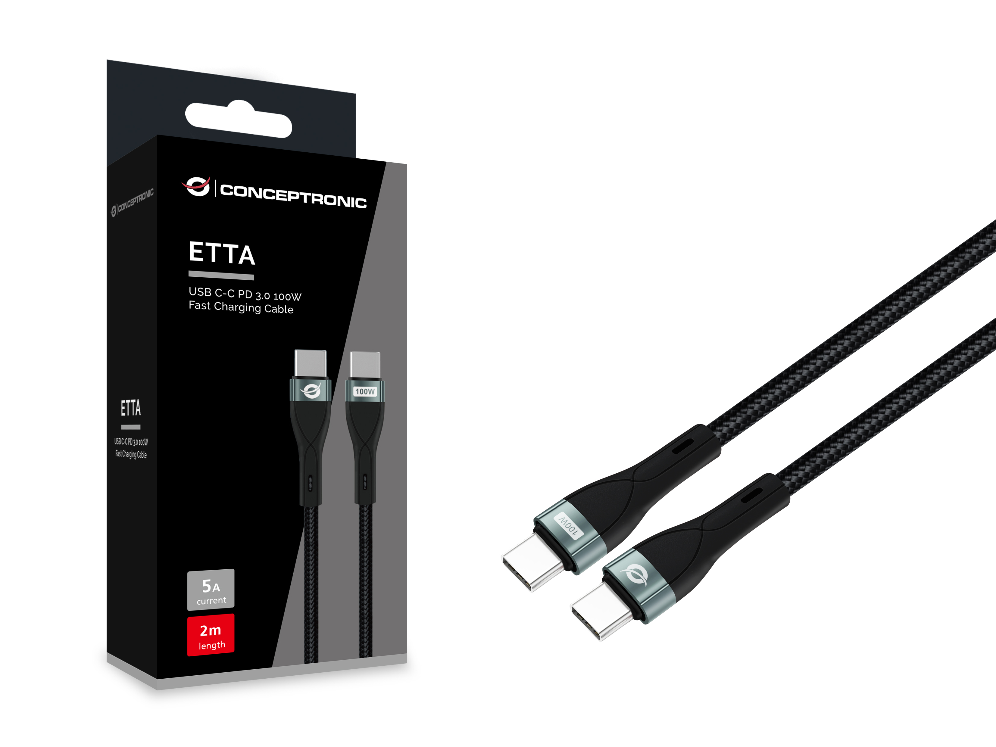 CONCEPTRONIC Kabel USB-C2.0->C 100W/QC 480Mbs 2.00m sw