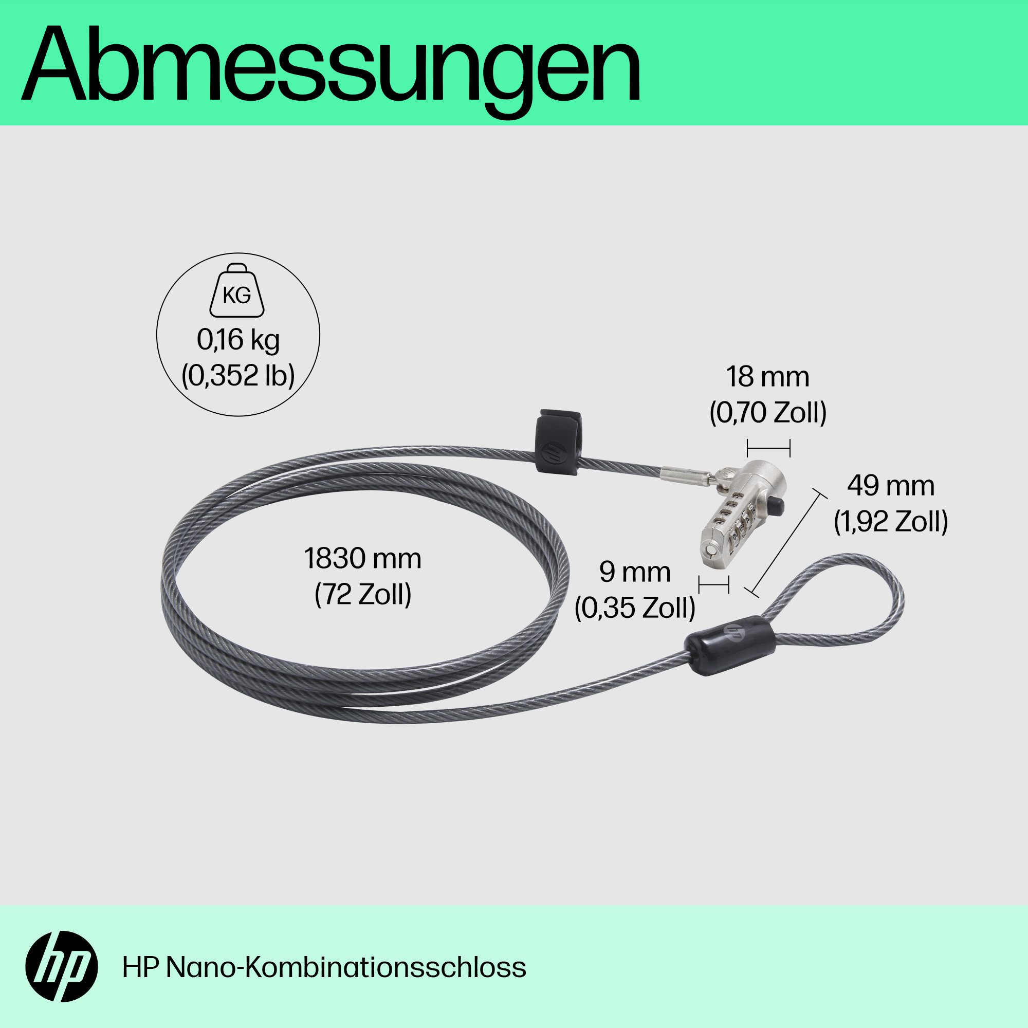 HP NANO COMBO CABLE LOCK .