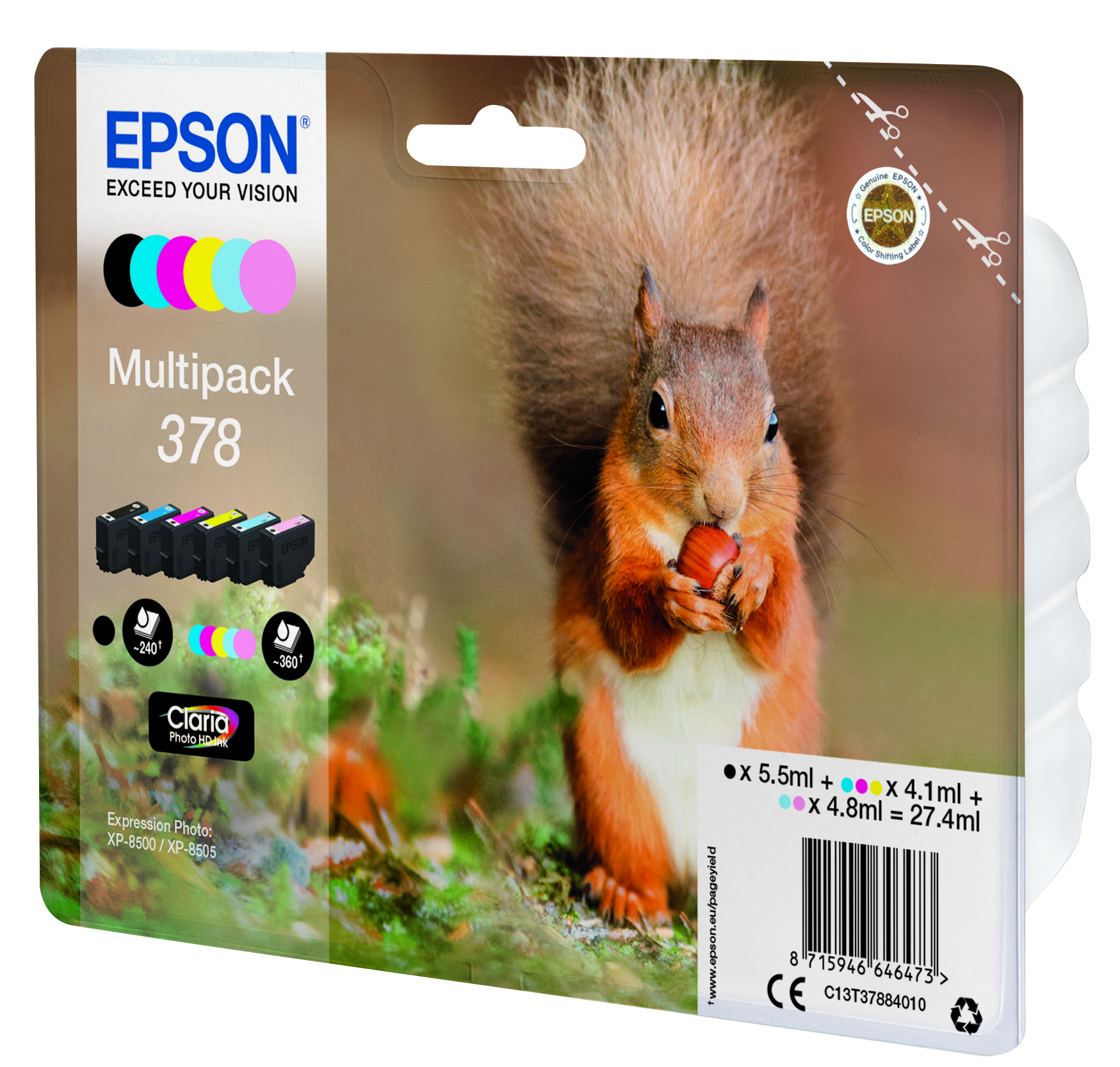 EPSON 378/T37884 (Eichhörnchen) schwarz, cyan, magenta, gelb, light cyan, light magenta Druckerpatronen, 6er-Set