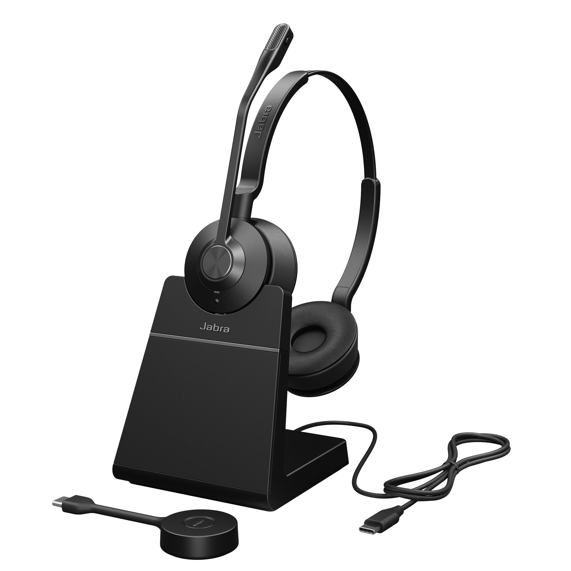 JABRA Engage 55 SE Stereo headset UC Link 400c DECT adapter USB-C Engage 55 Deskstand 1,2m USB-C to USB-C Cable Carry case