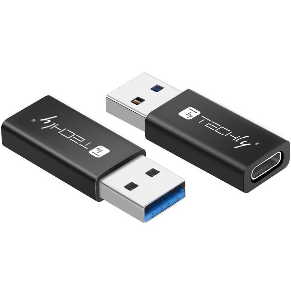 Techly Adapter USB-A M auf USB-C F, USB 3.0, schwarz