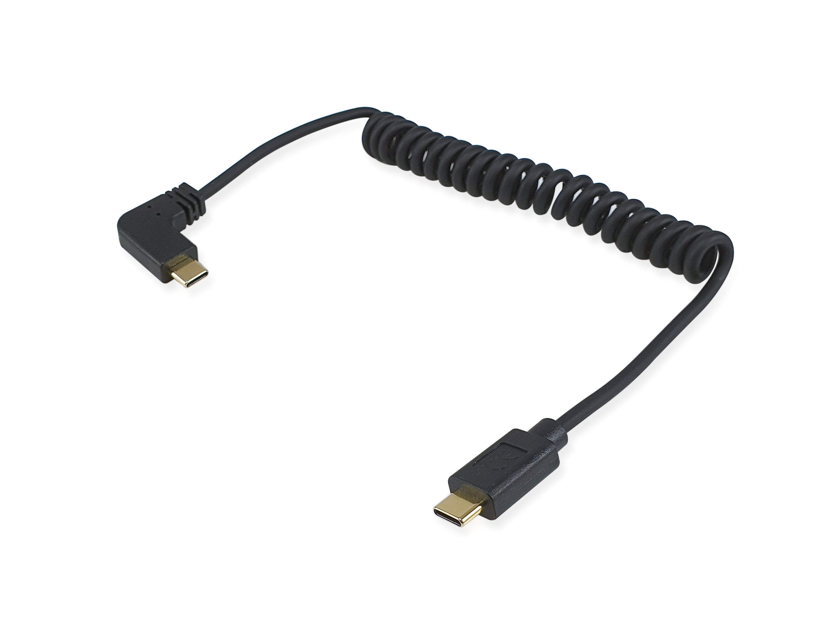 Equip Kabel USB-C2.0->C 90°Coil PD60W St/St 1.00m schwarz