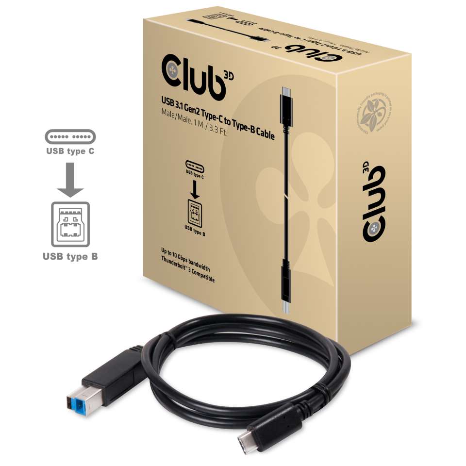 Club3D Kabel USB 3.1 Typ C > USB Typ B 1,0m St/St retail