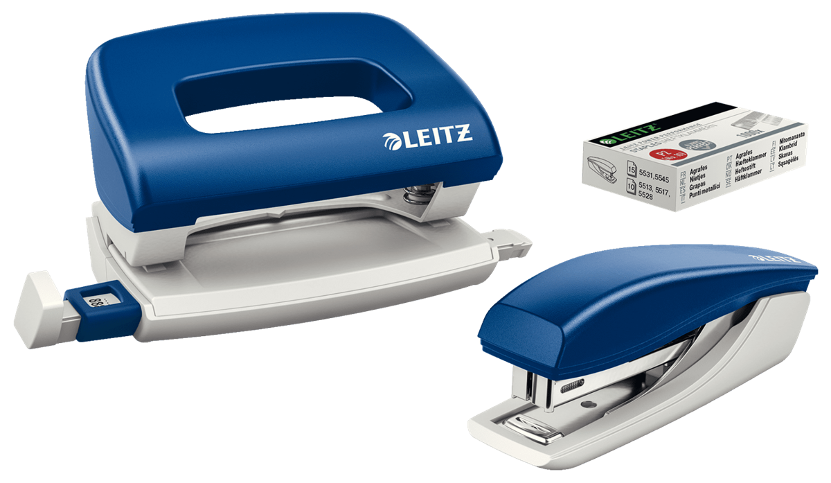 LEITZ Locher und Heftgeräte Set NeXXt 5058 und 5517 Mini blau