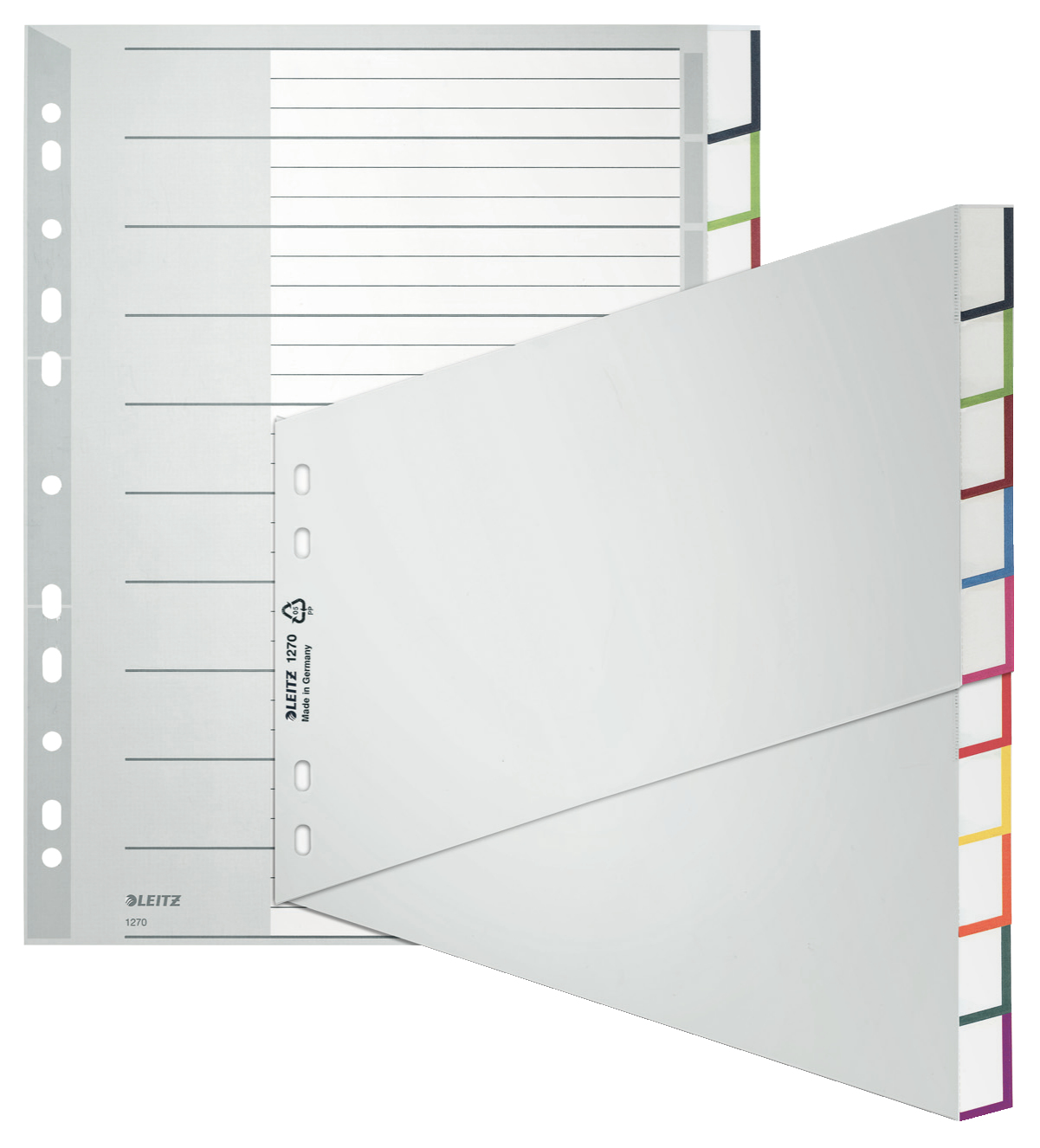 LEITZ Ordnerregister DIN A4+ Vollformat, Überbreite blanko grau 10-teilig, 1 Satz