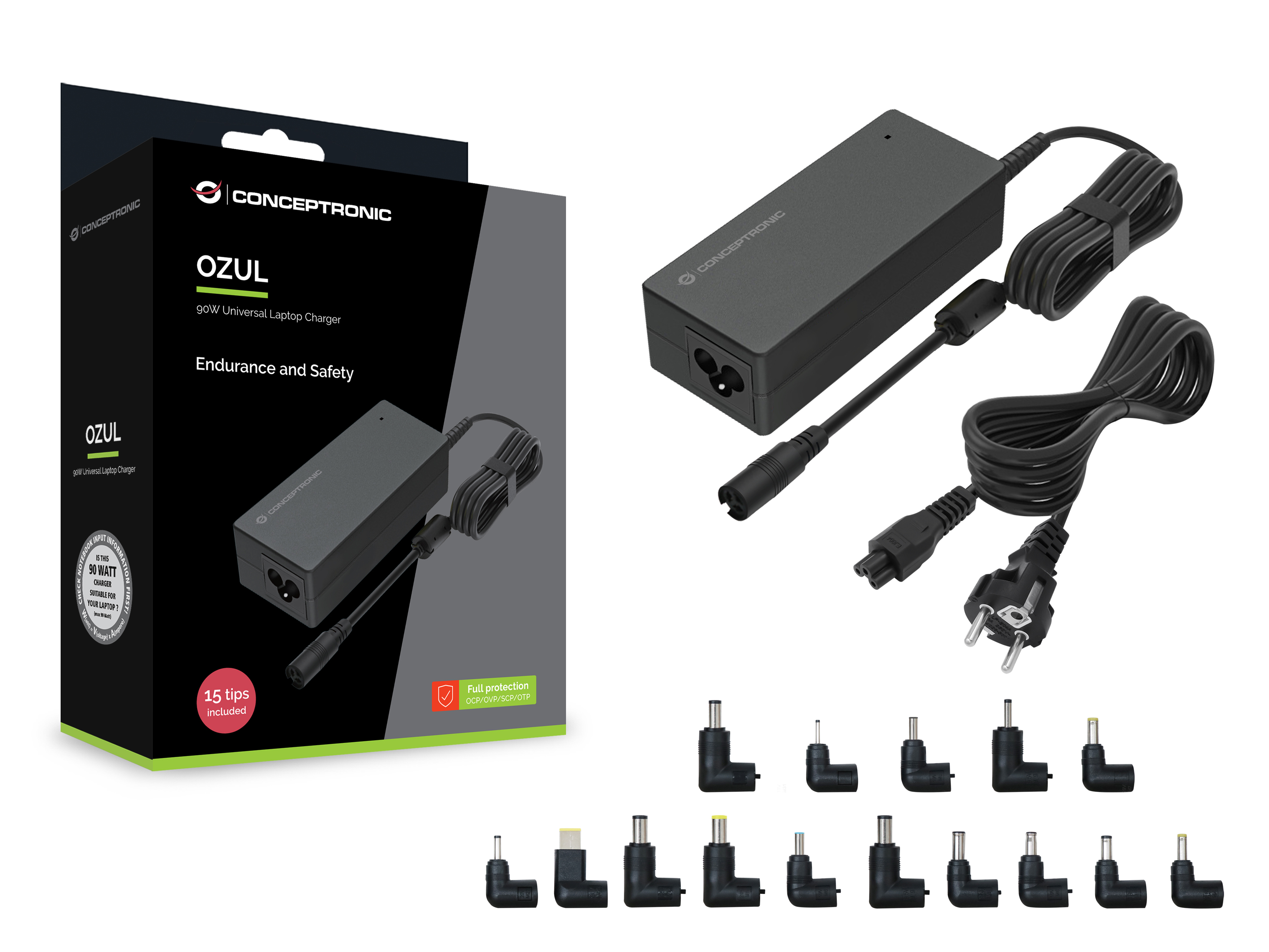CONCEPTRONIC Univ. Notebook Netzteil inkl.15 Aufsätze 90W