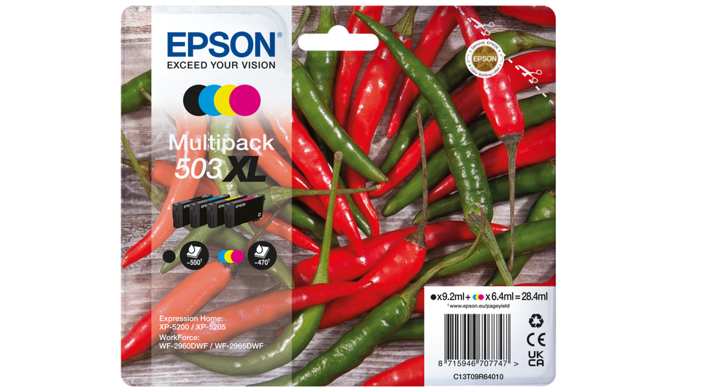 EPSON 503XL/T09R64 (Peperoni) schwarz, cyan, magenta, gelb Druckerpatronen, 4er-Set