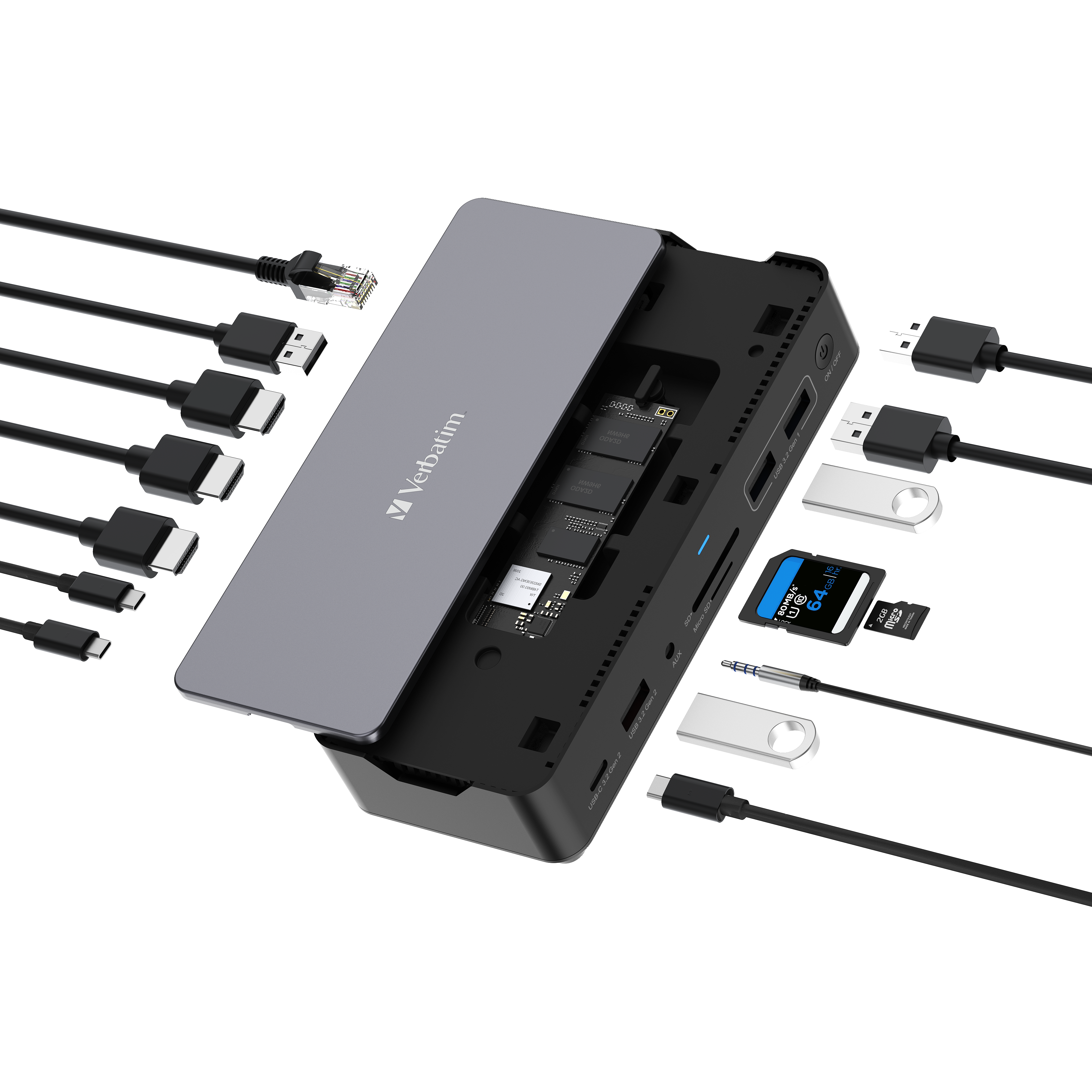 USB-C Pro Docking Station 15 in 1 inkl. 256 GB SSD, Dockingstation