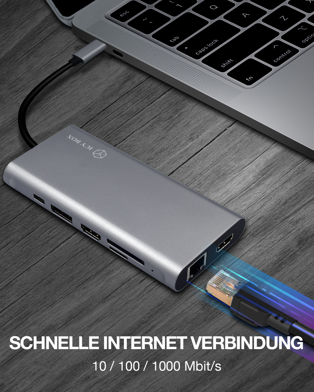 Dockingstation Notebook IcyBox USB-C -> 3x Videoaschnittstel