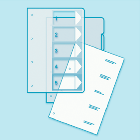 LEITZ Ordnerregister 1292 DIN A4 Vollformat, Überbreite 1-6 farbig 6-teilig, 1 Satz