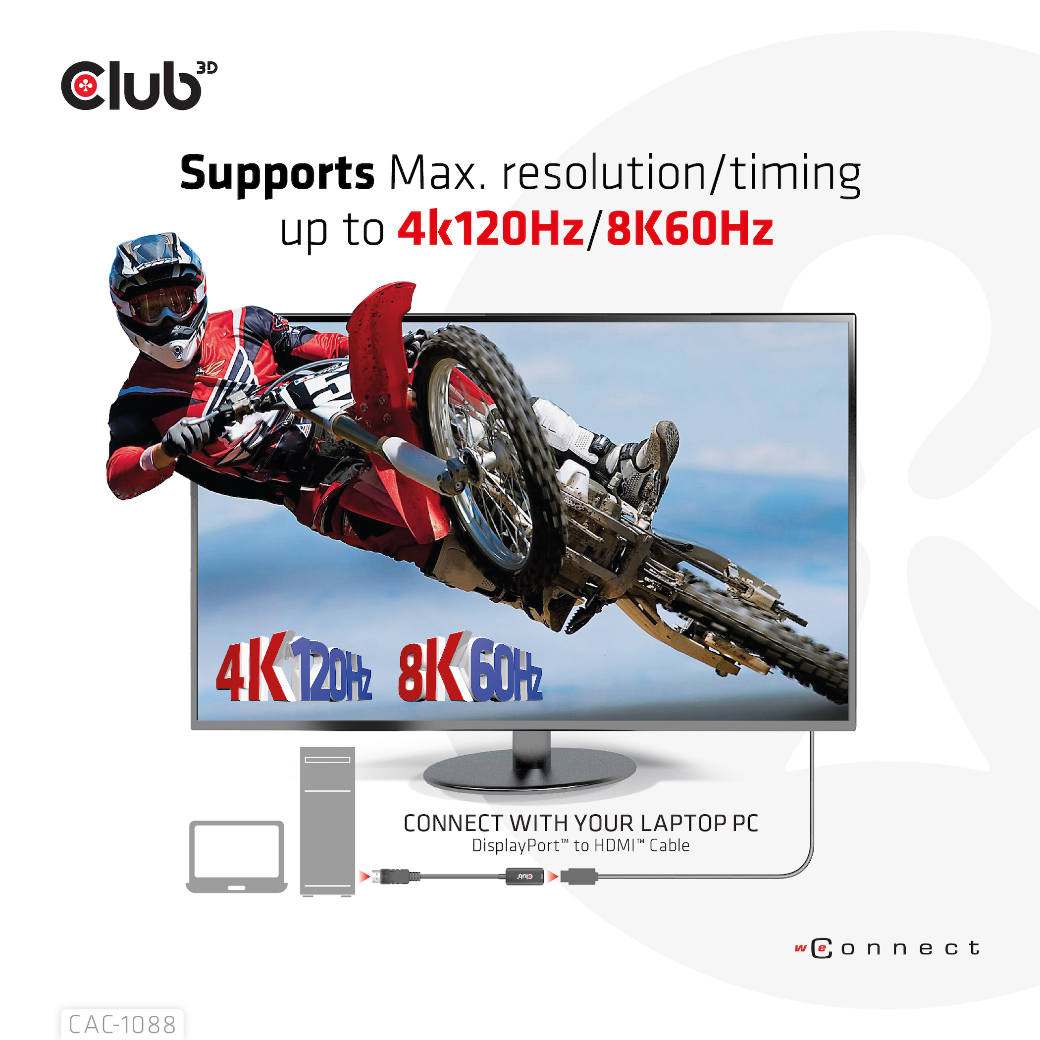 Club3D Adapter DisplayPort 1.4 > HDMI HDR 8K60Hz aktiv retail