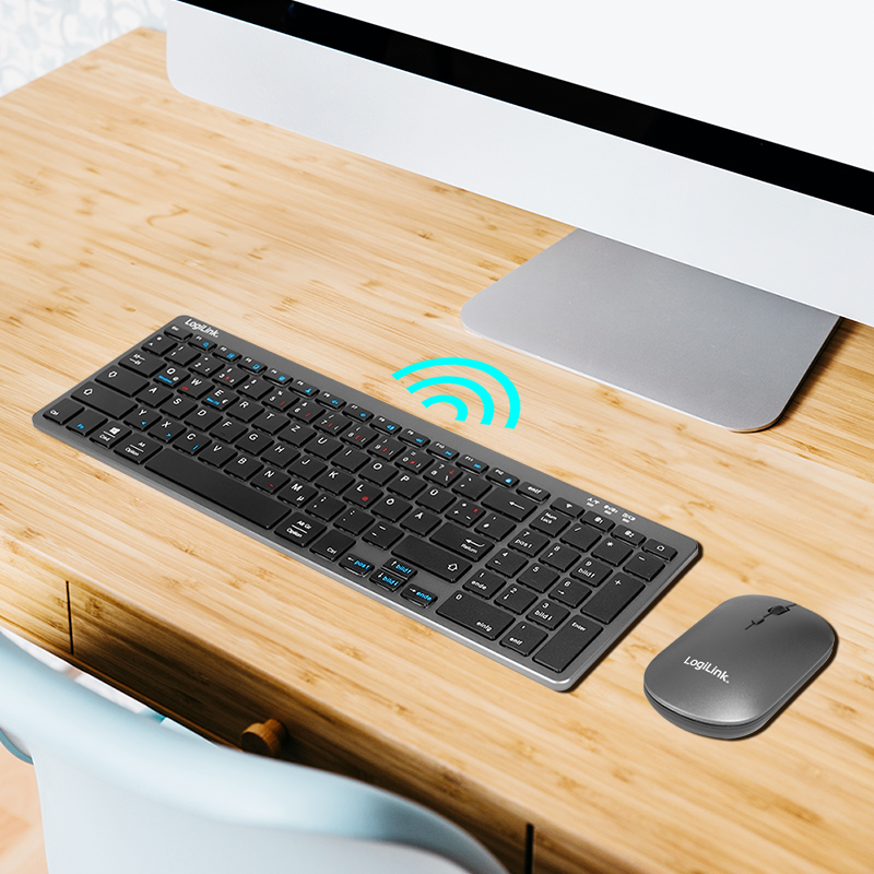Keyboard & Mouse Logilink wireless grey (ID0215)
