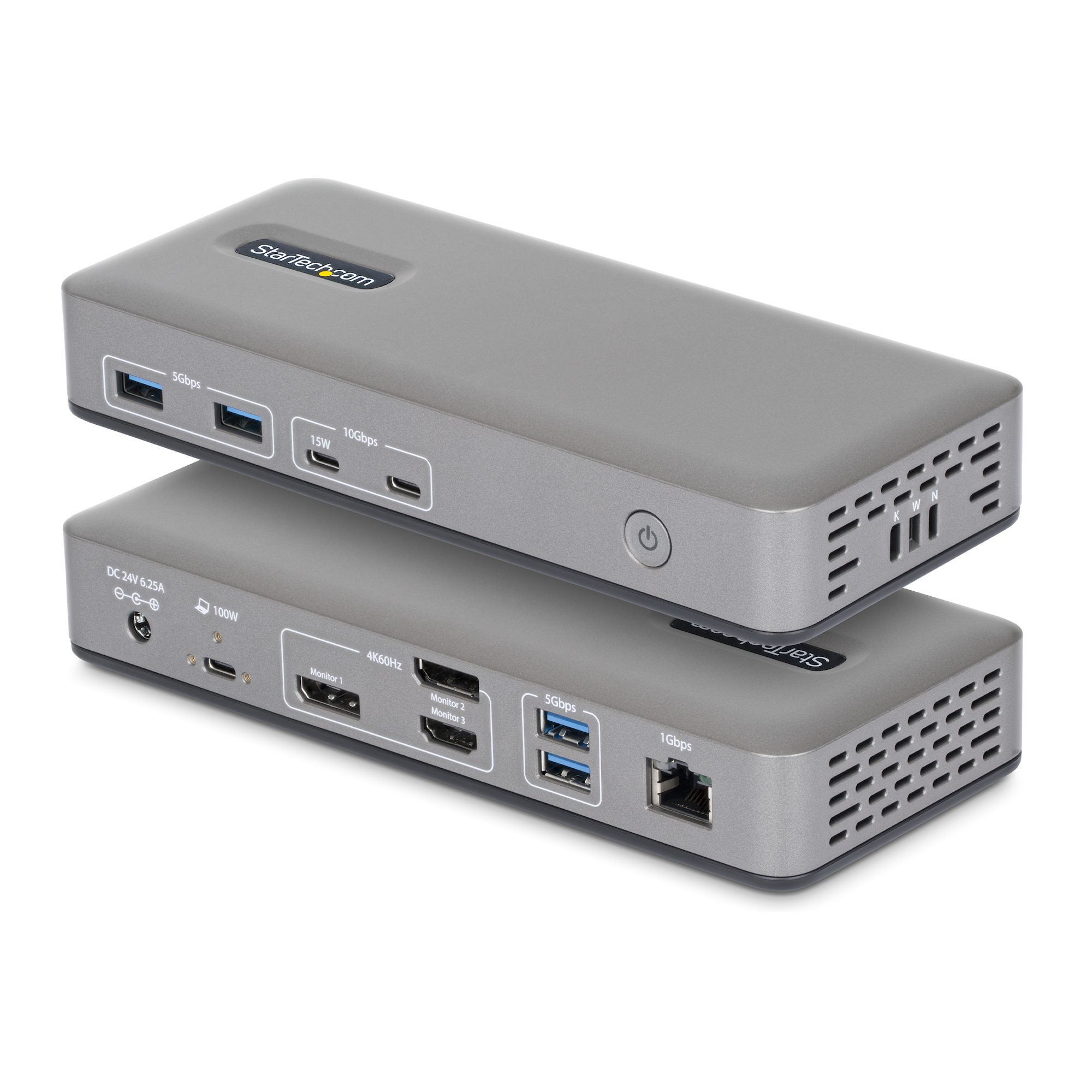STARTECH.COM USB-C Dockingstation Dreifach 4K 60Hz MST Dock DisplayPort und HDMI 100W Power Delivery Laptop-Ladung 1GbE treiberlos W