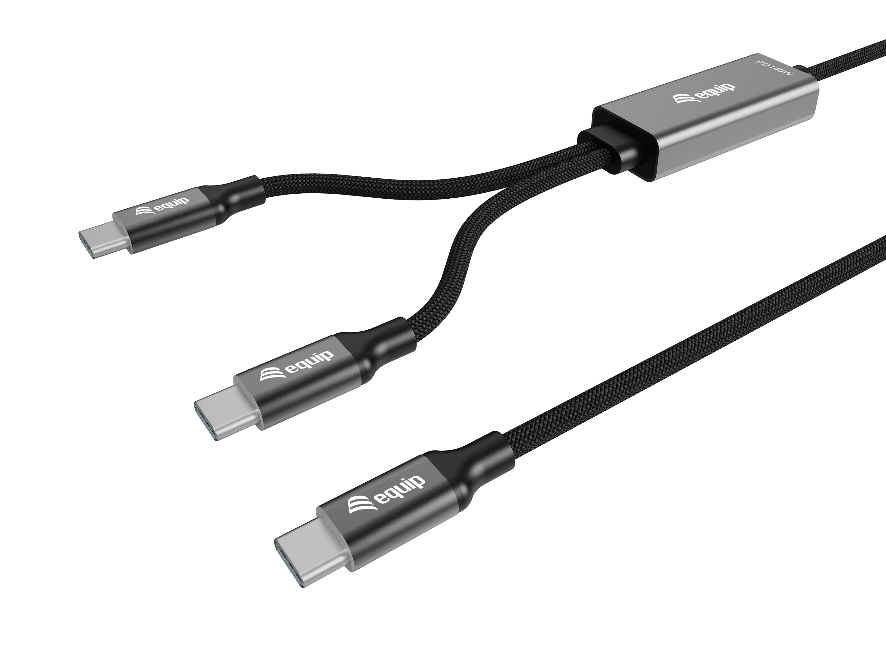Equip Kabel USB-C4.0->C Y-Kabel PD140W St/St 1.50m schwarz