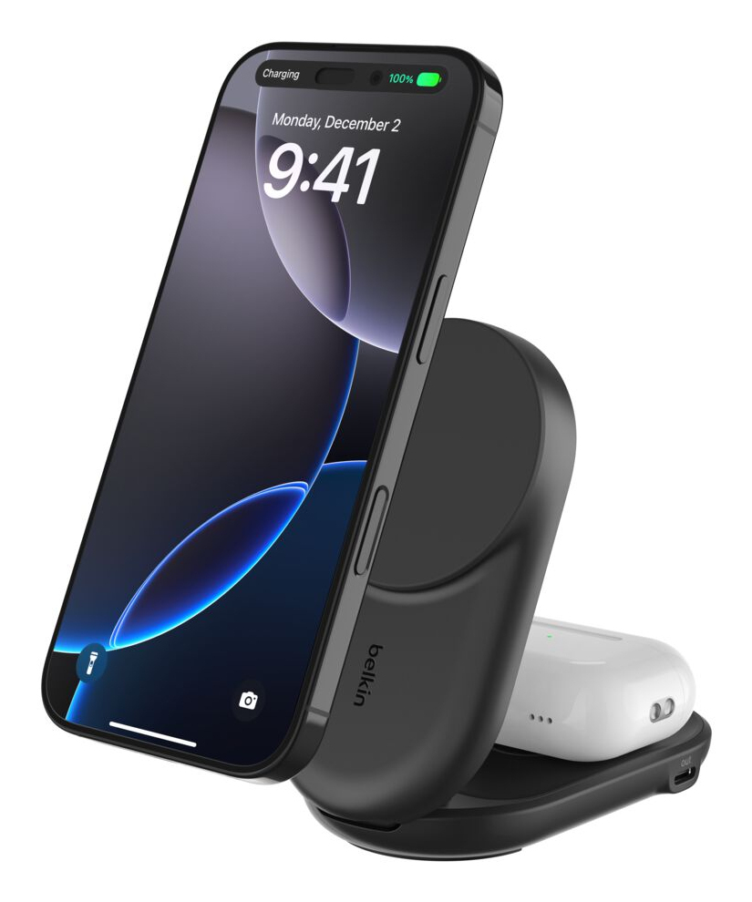 ULTRACHARGE 25 WATT QI2 MAGNETI 2-IN-1 LADESTATION KLAPPBAR SCHW
