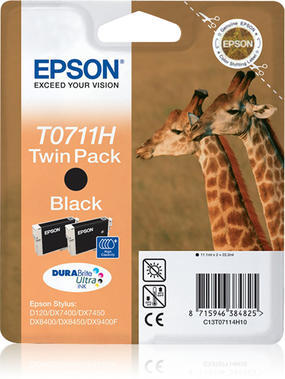 EPSON T0711H (Giraffe) schwarz Druckerpatronen, 2er-Set