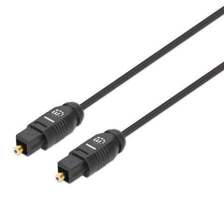 MANHATTAN Toslink Digitales Optisches Audiokabel 2 x Toslink S/PDIF-Stecker 1m vergoldete Kontakte schwarz