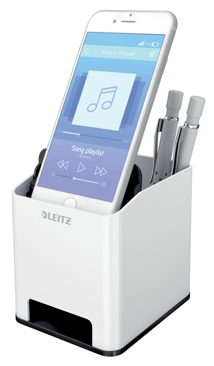 LEITZ Stiftehalter WOW Duo Colour perlweiß/schwarz Polystyrol 2 Fächer 9,0 x 10,1 x 10,0 cm