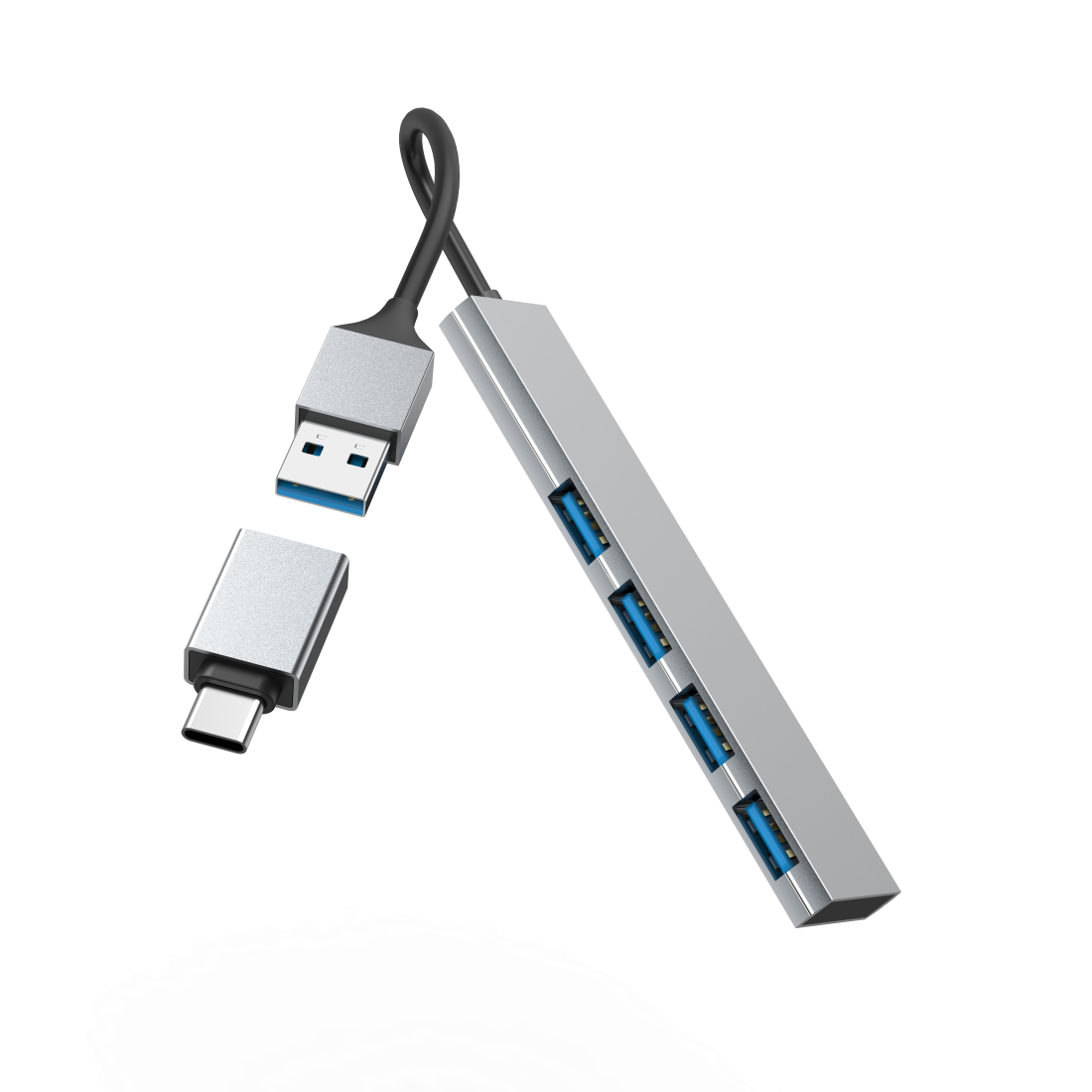 hama USB-Hub Ultra Slim 4-fach grau