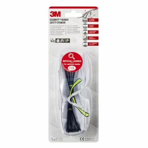 3M Schutzbrille SecureFit™ 415 +1,5 Dioptrien lime, schwarz, 1 St.