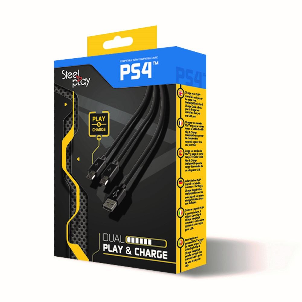 LEXIP X STEELPLAY Dual Play & Charge Cable for Controller 3m Black PS4