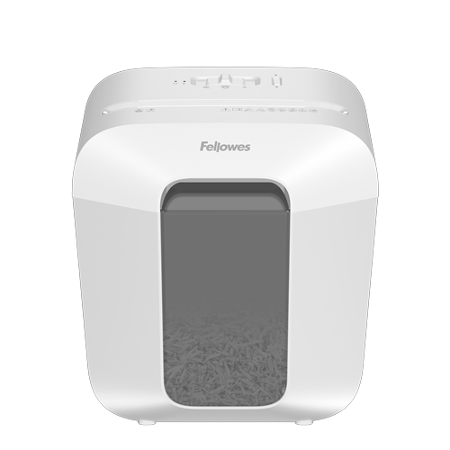 Fellowes Powershred LX25 Aktenvernichter mit Partikelschnitt P-4, 4 x 37 mm, bis 6 Blatt, weiß