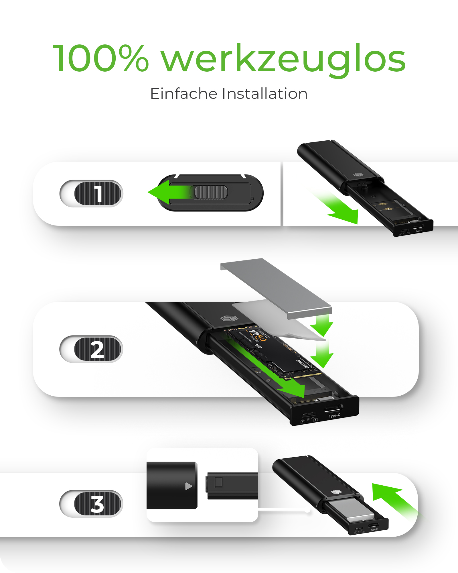 Externes Geh. IcyBox USB Type-C Gehäuse für M.2 NVMe SSD