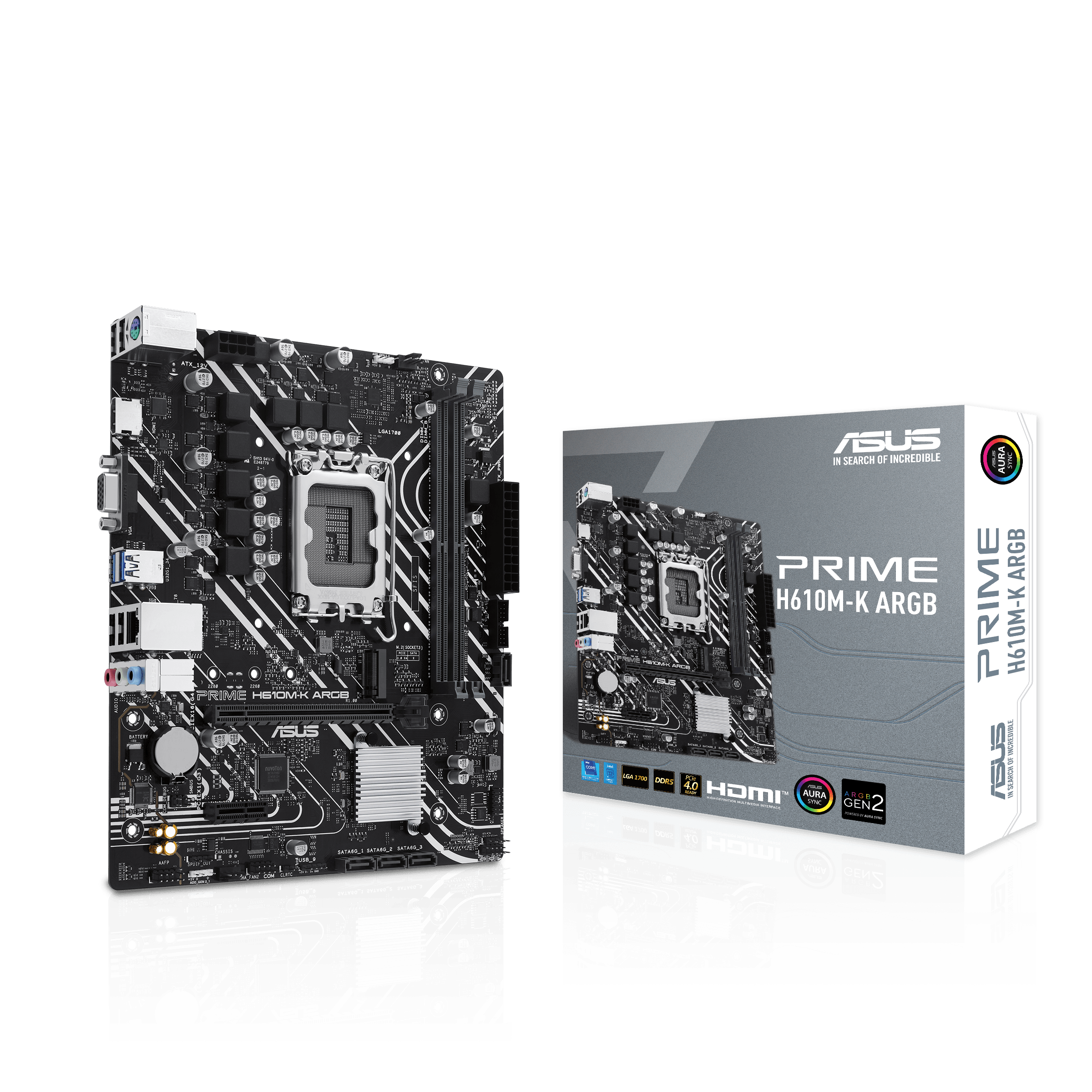 ASUS PRIME H610M-K ARGB LGA 1700 2DDR5 microATX 4xSATA MB 1xHDMI 2.1 1xD-Sub 1xM.2