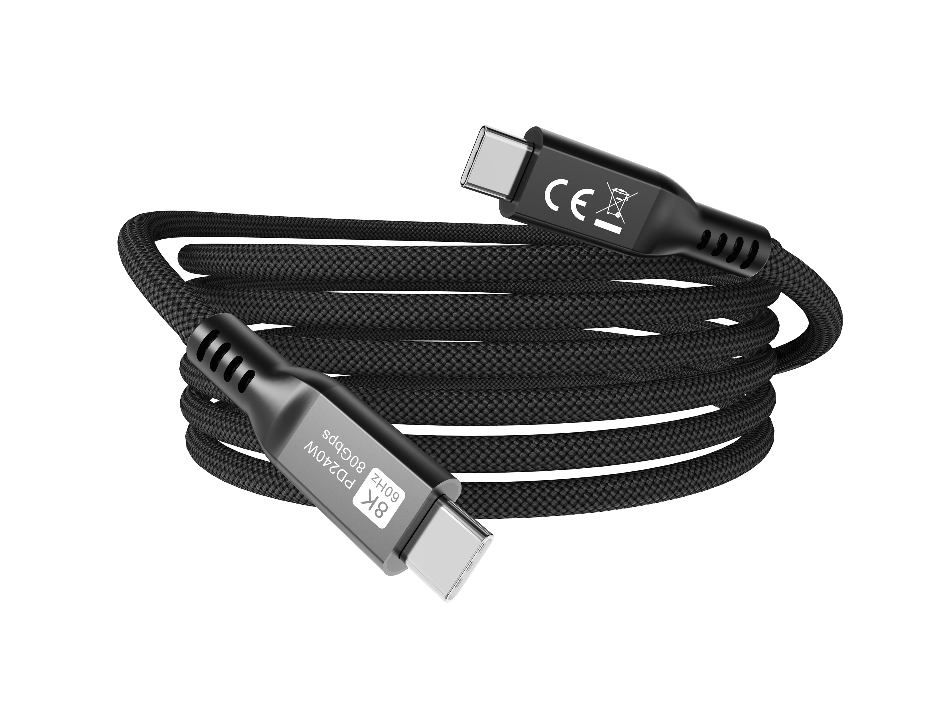 Equip Kabel USB-C4.0->C 80Gbps PD240W St/St 1.20m schwarz