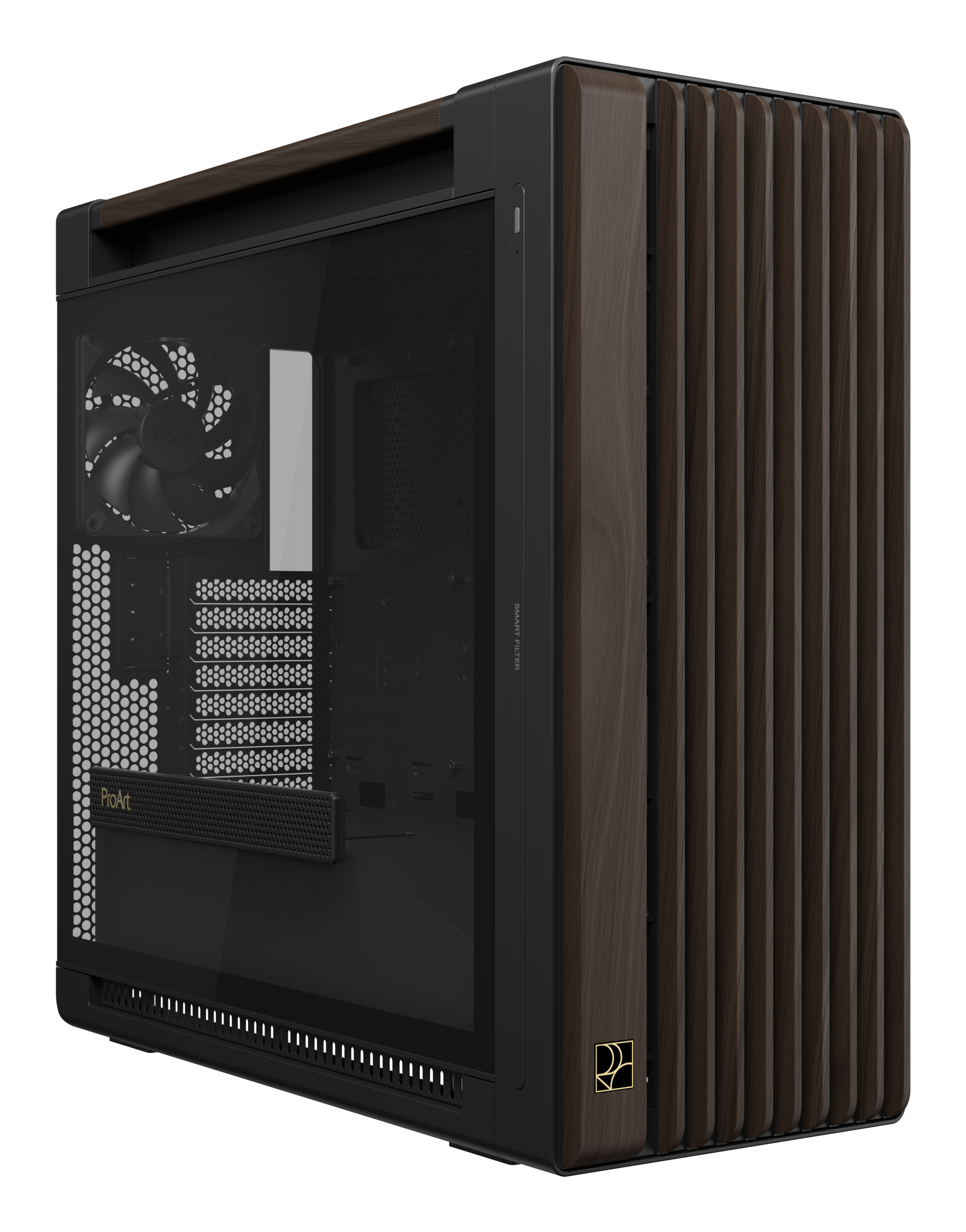 PROART PA602 WALNUT WOOD TG PWM MODERN BLACK, Tower-Gehäuse