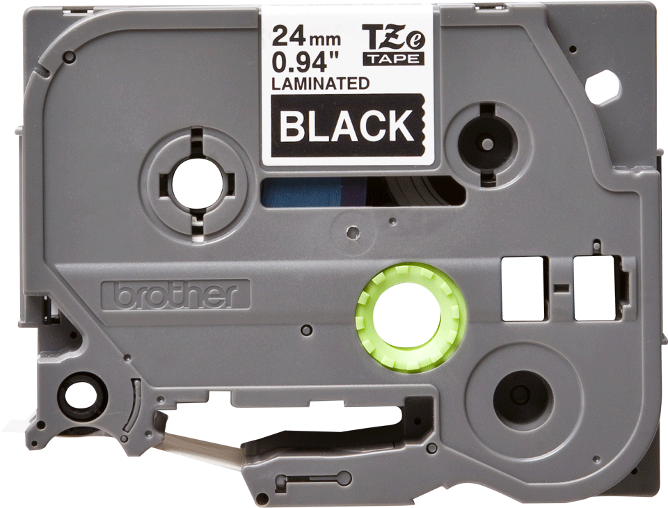 TZE-355 LAMINATED TAPE 24MM 8M WHITE ON BLACK