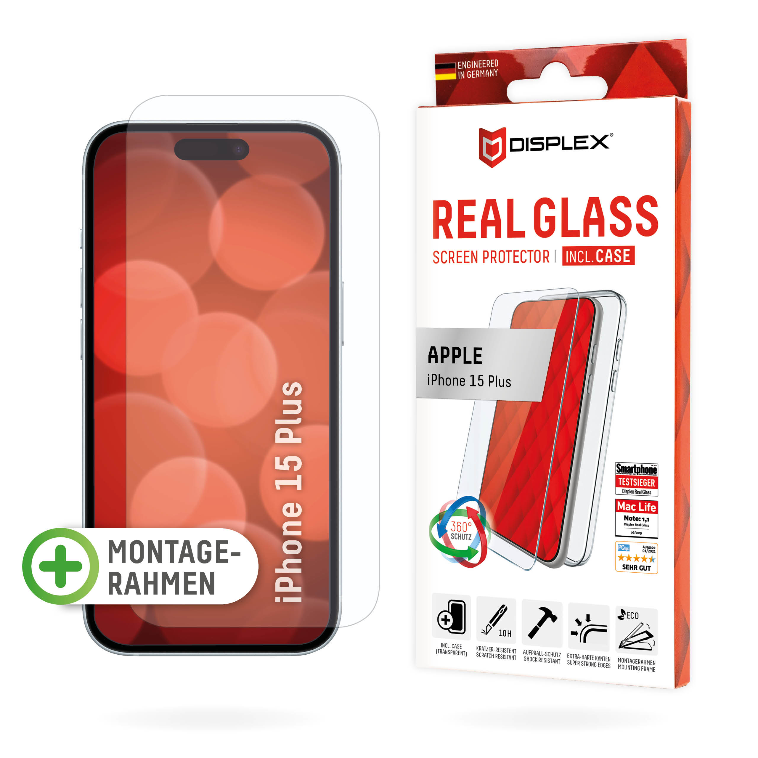 DISPLEX REAL GLASS + CASE IPHONE 15 PLUS